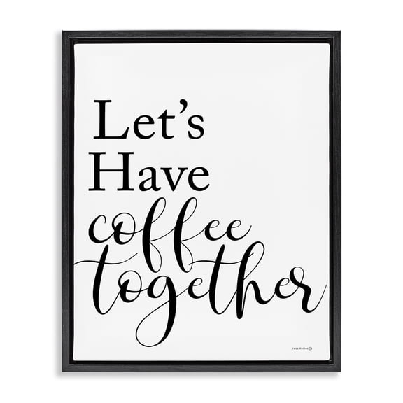 Stupell Industries Coffee Together Phrase Text & Numbers Painting Black Floater Framed Canvas Art Print Wall Art, 17 x 21