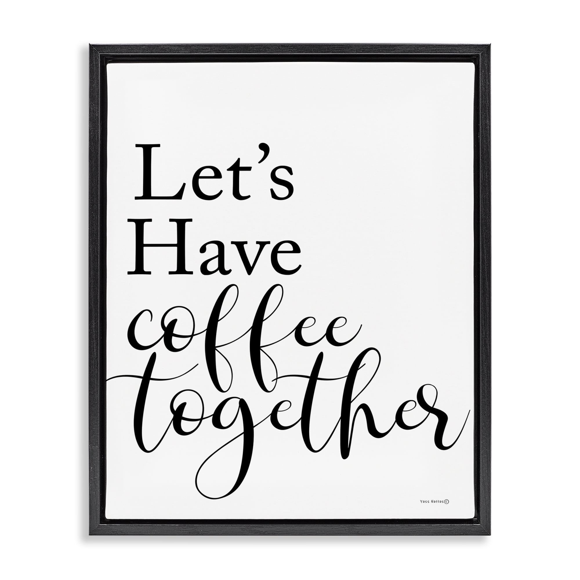 Stupell Industries Coffee Together Phrase Text & Numbers Painting Black Floater Framed Canvas Art Print Wall Art, 25 x 31