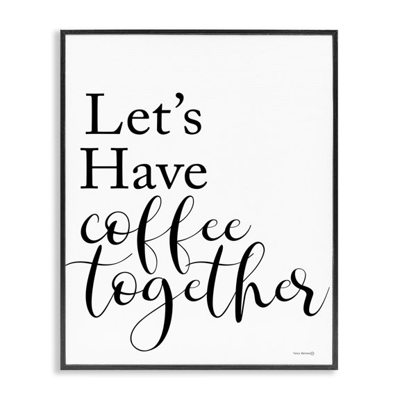 Stupell Industries Coffee Together Phrase Text & Numbers Painting Black Framed Art Print Wall Art, 16 x 20