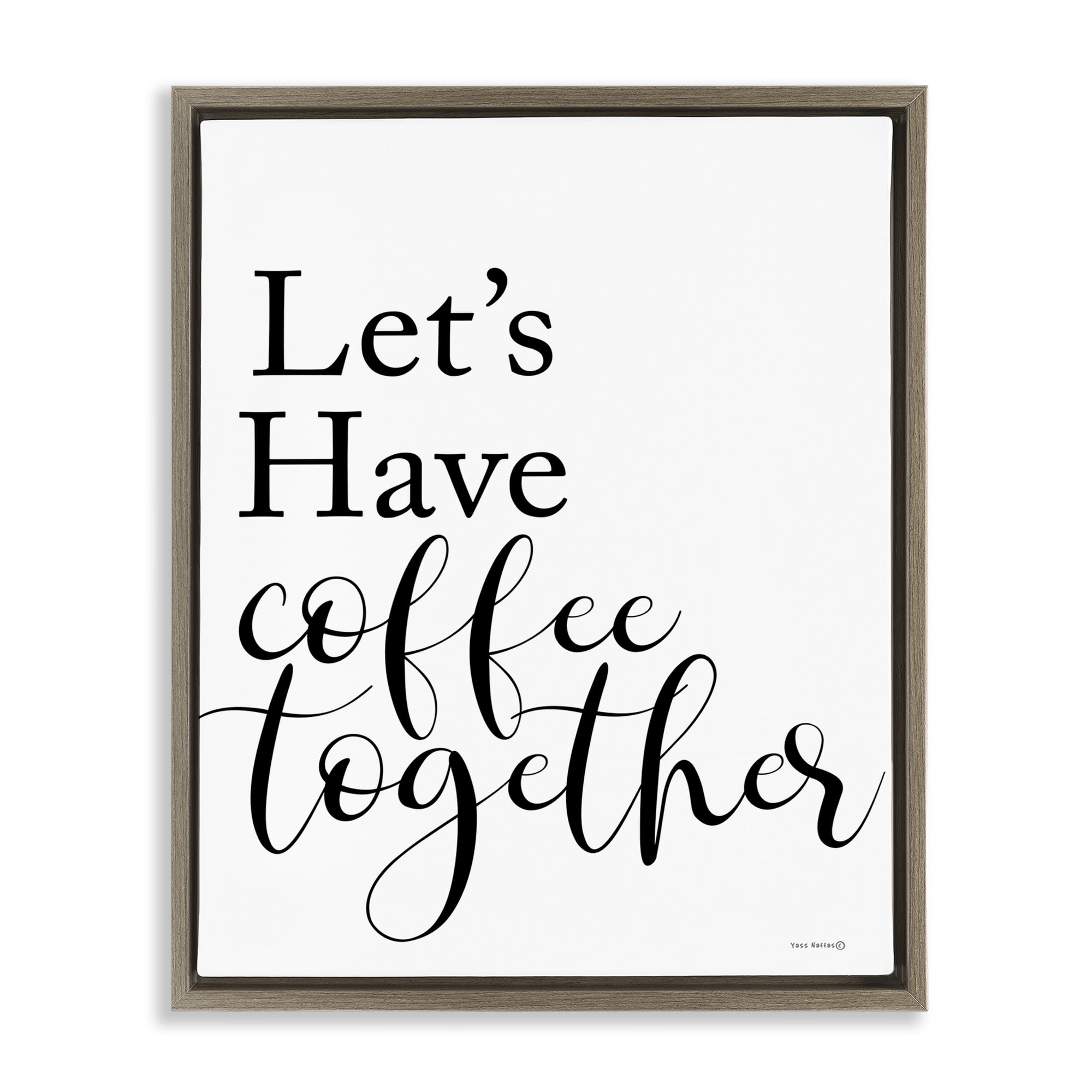 Stupell Industries Coffee Together Phrase Text & Numbers Painting Brown Floater Framed Canvas Art Print Wall Art, 17 x 21