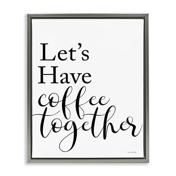 Stupell Industries Coffee Together Phrase Text & Numbers Painting Gray Floater Framed Canvas Art Print Wall Art, 25 x 31
