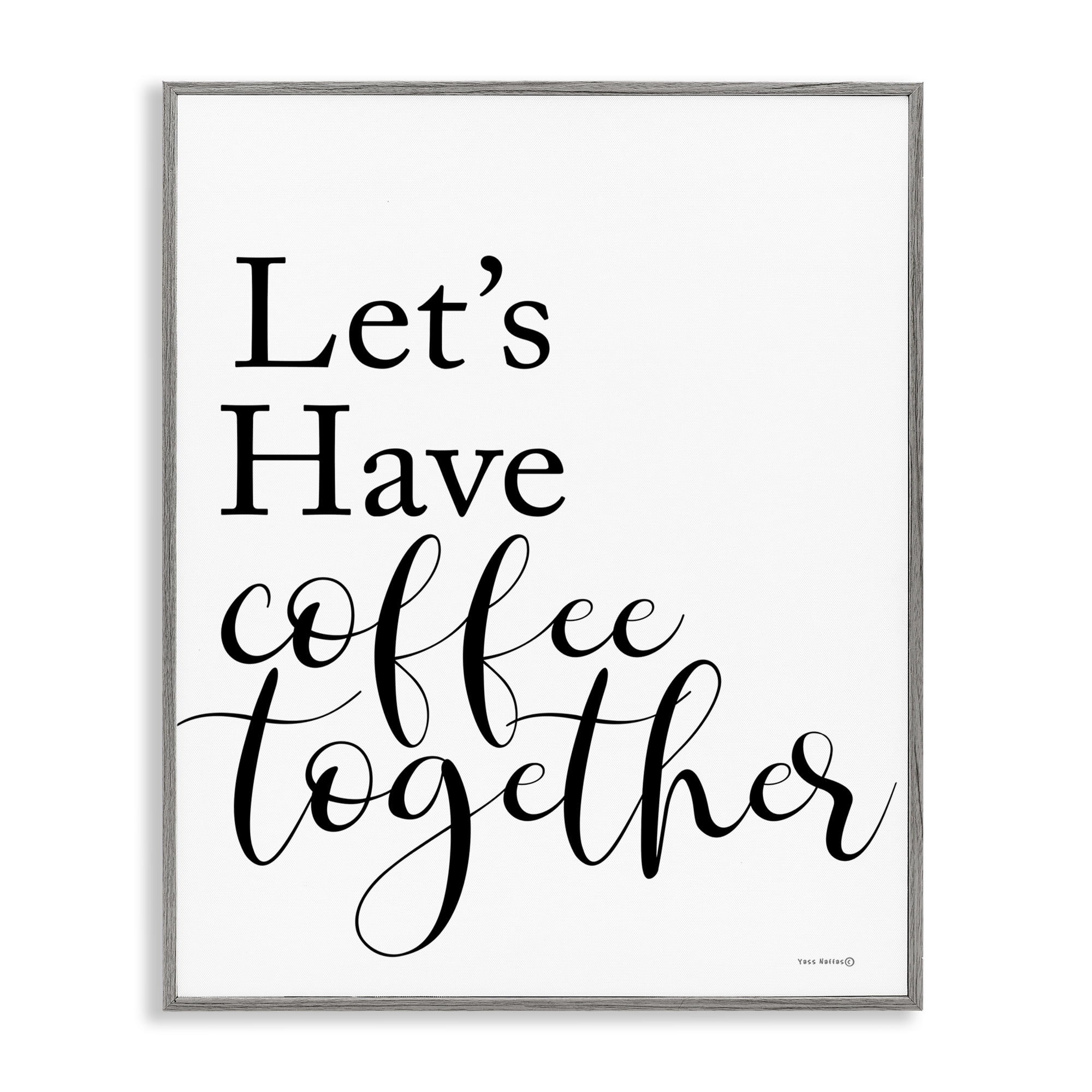 Stupell Industries Coffee Together Phrase Text & Numbers Painting Gray Framed Art Print Wall Art, 24 x 30
