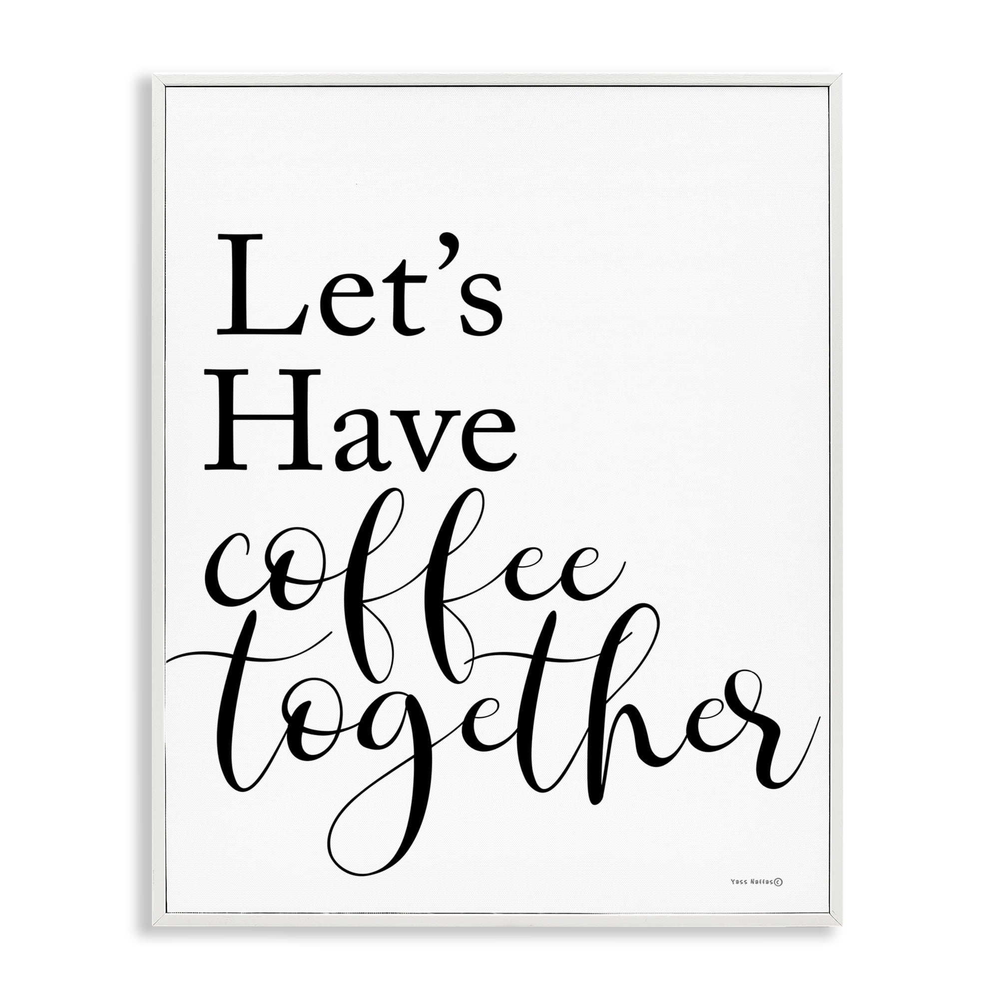 Stupell Industries Coffee Together Phrase Text & Numbers Painting White Framed Art Print Wall Art, 11 x 14