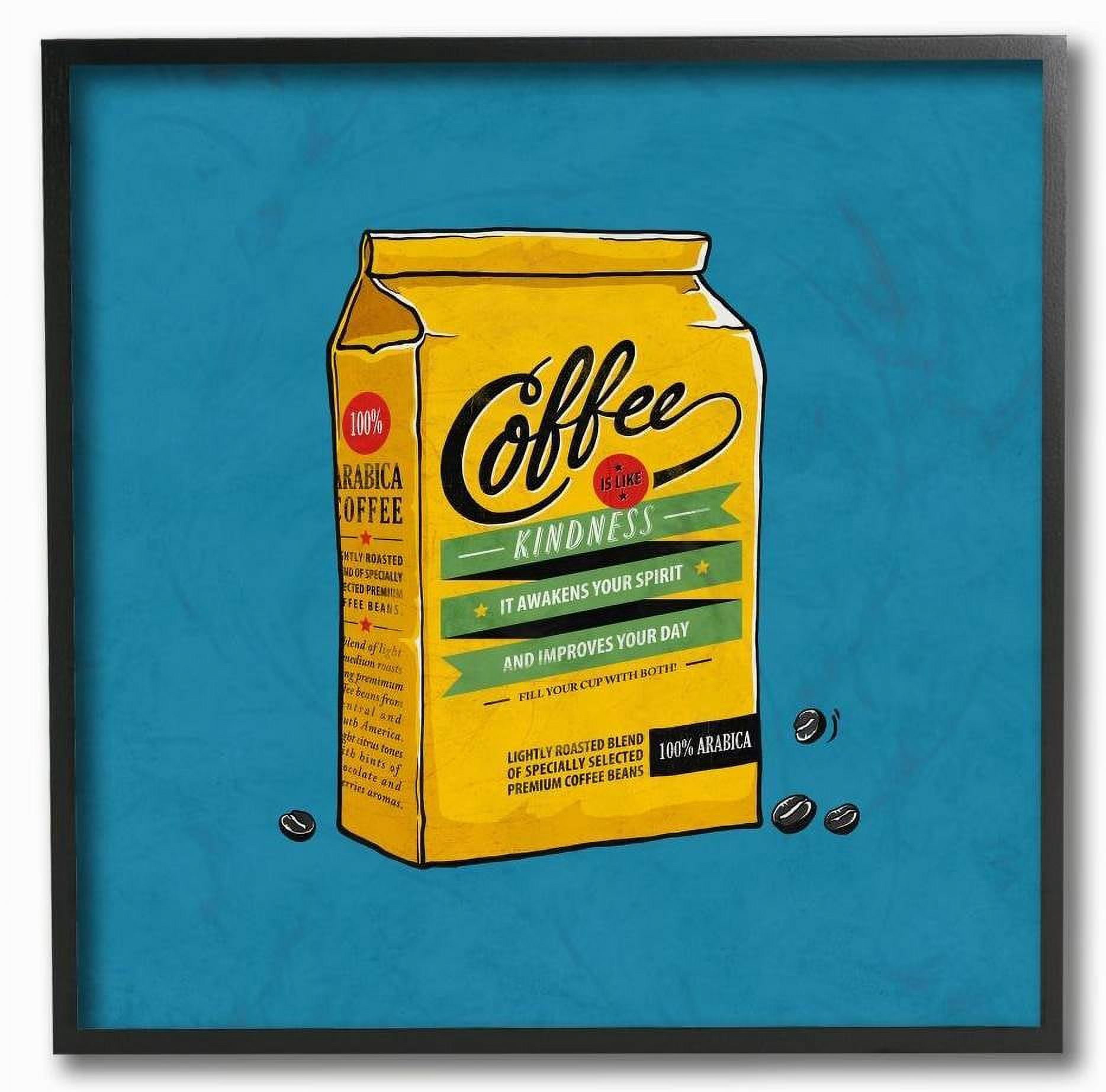 Stupell Industries Coffee Wisdom Vintage Comic Book Blue Yellow Design Framed Wall Art by Ester Kay