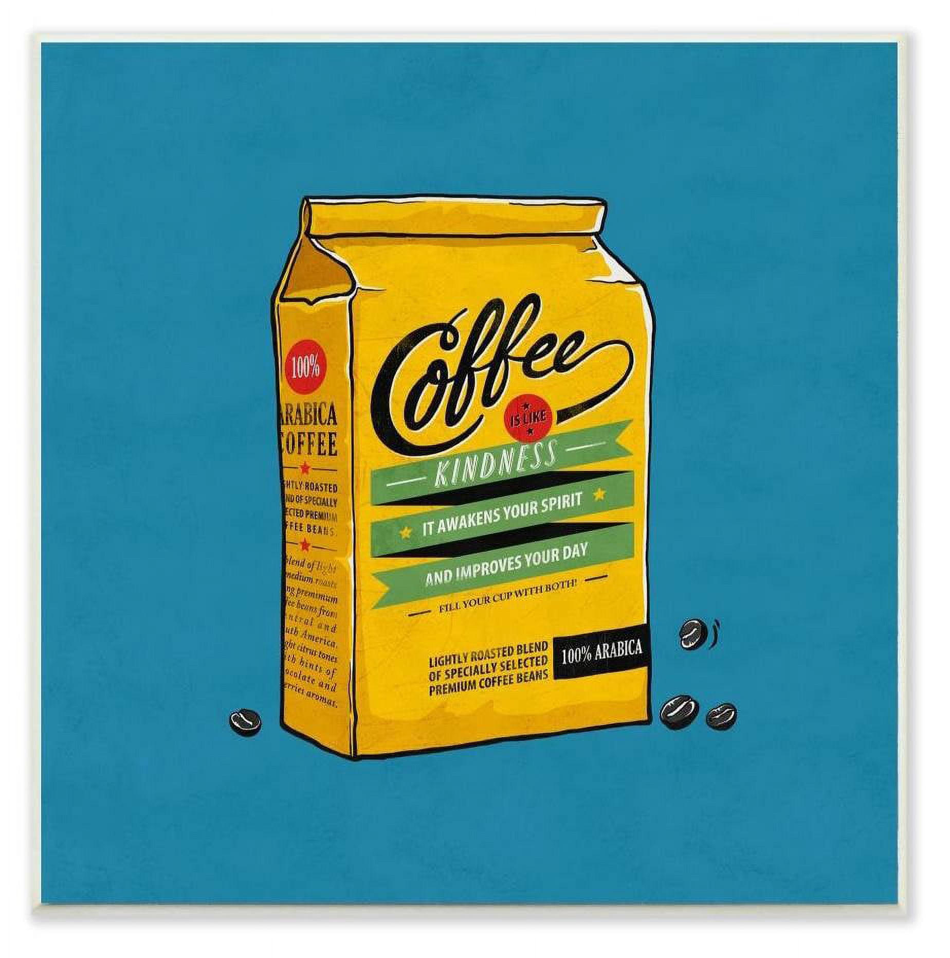 Stupell Industries Coffee Wisdom Vintage Comic Book Blue Yellow Design Wall Plaque by Ester Kay