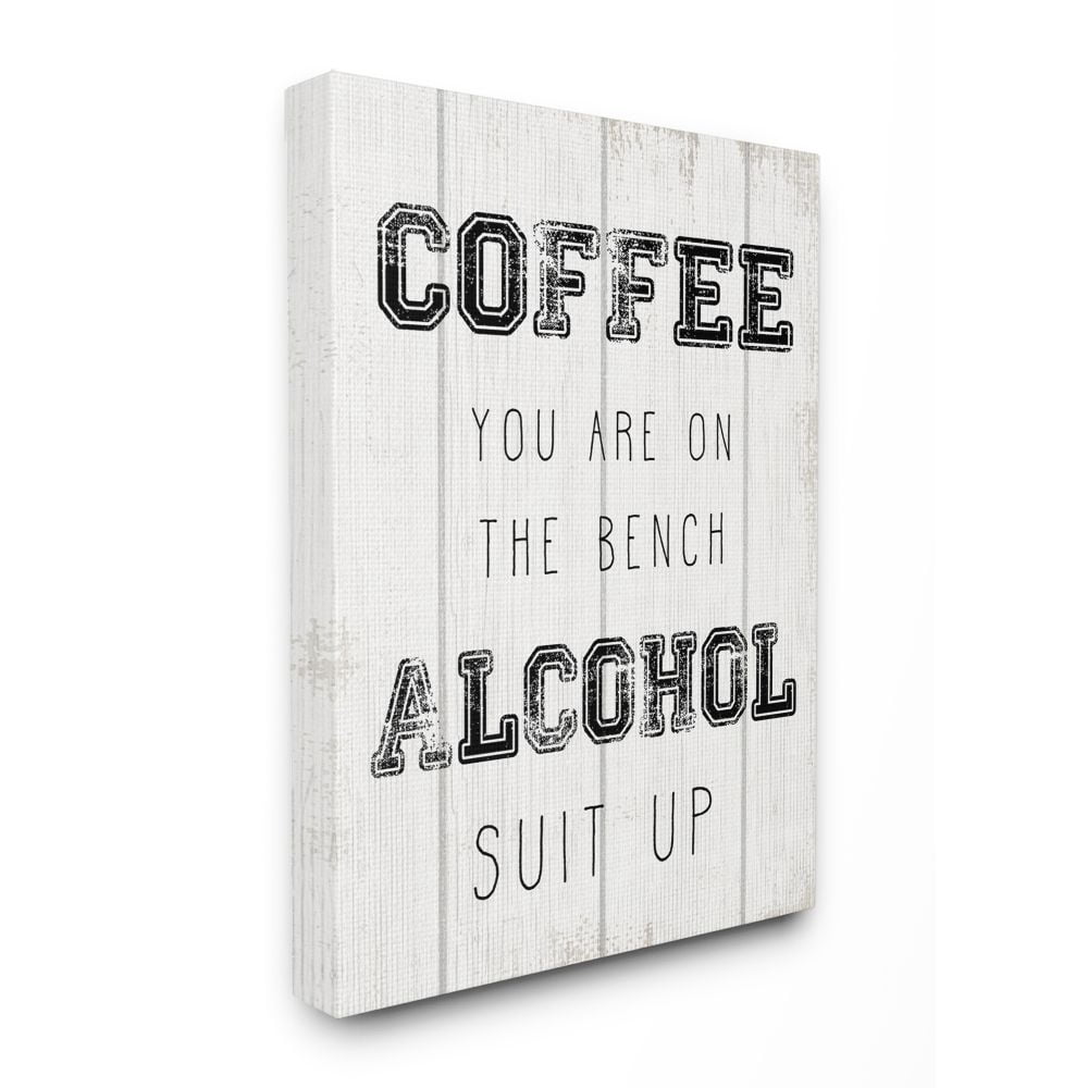 Stupell Industries Coffee and Alcohol Sports Reference Morning Humor Canvas Wall Art Design by Daphne Polselli, 24" x 30"