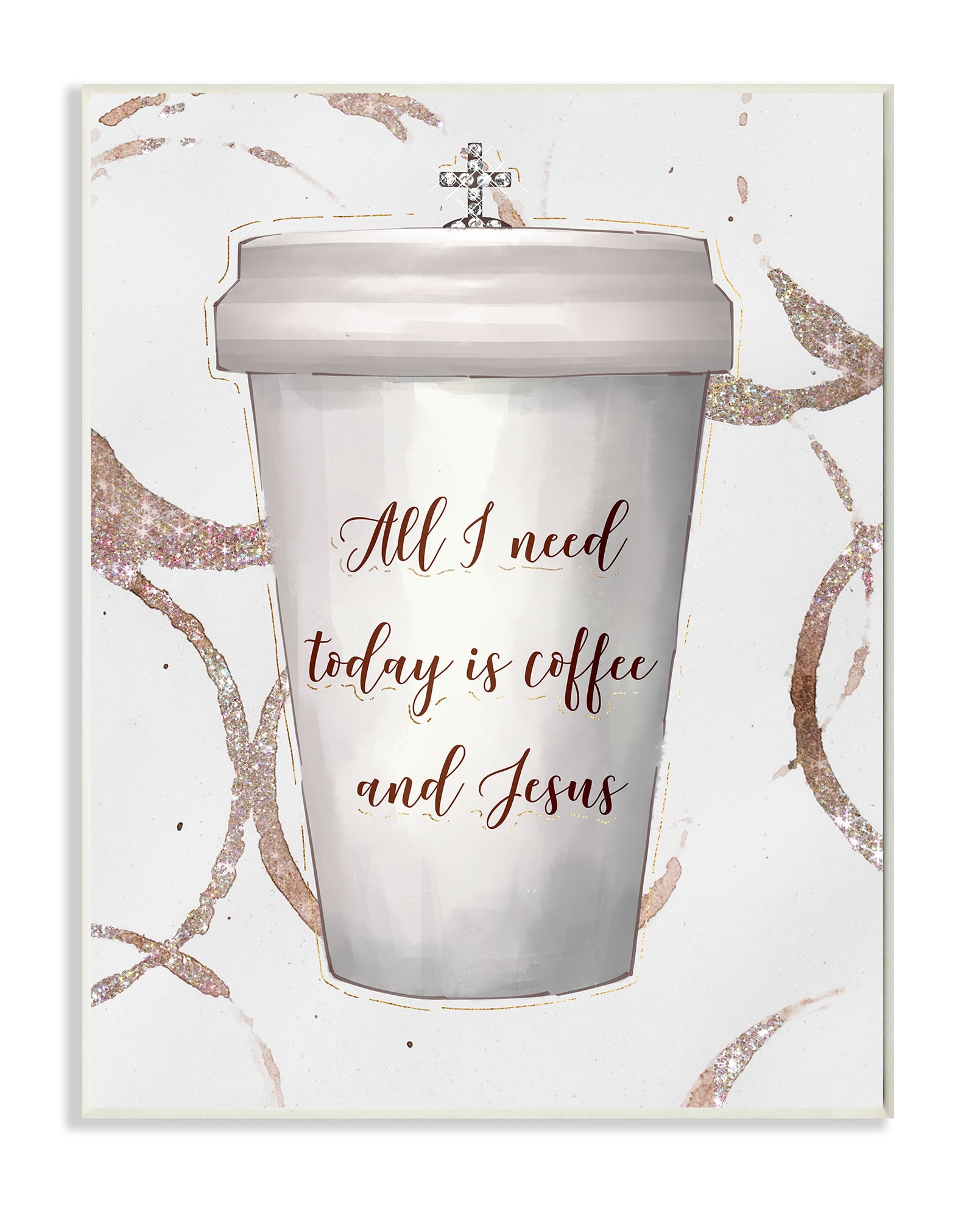 Stupell Industries Coffee and Jesus Phrase Faith Based Drink Wall Plaque, 10 x 15, Design by Ziwei Li