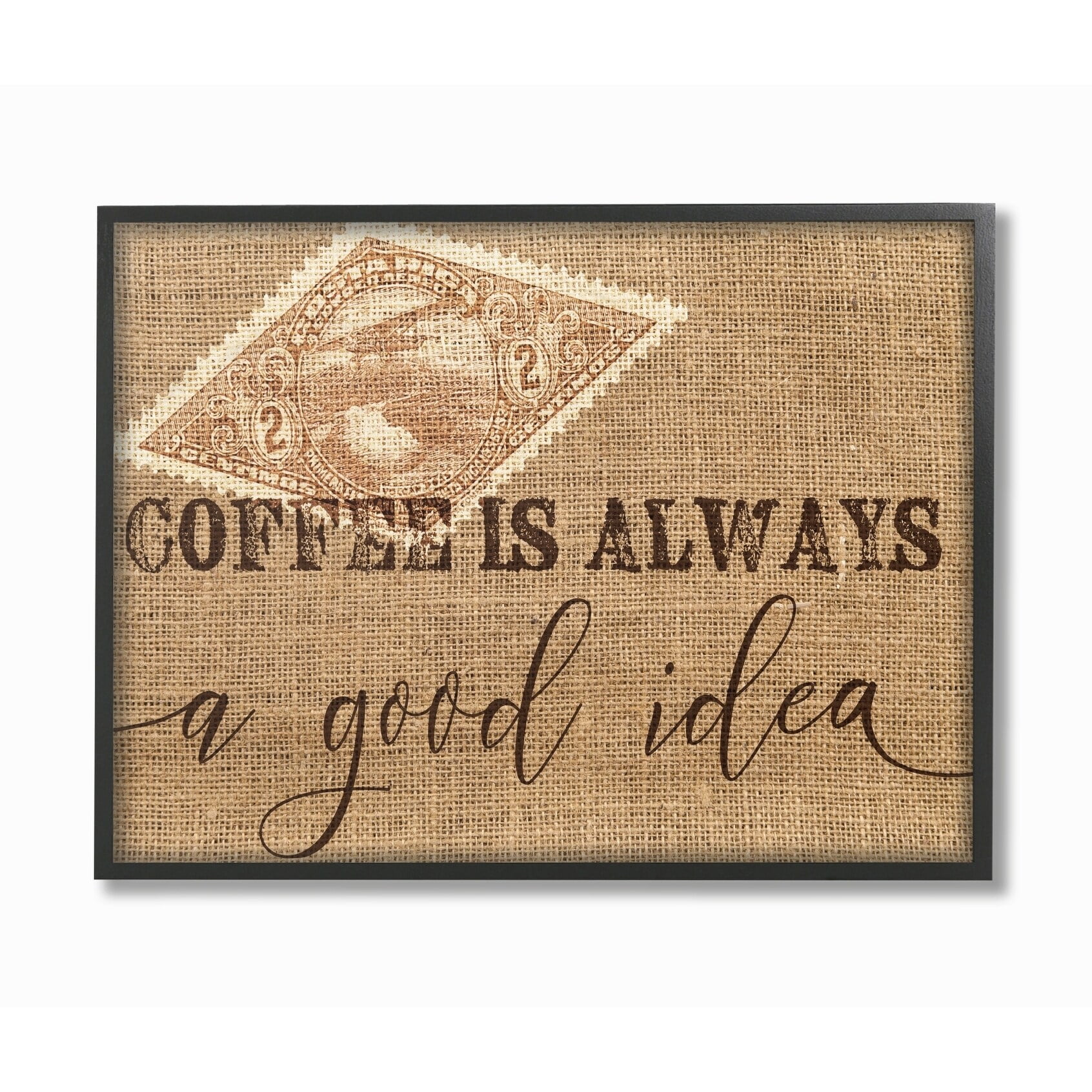 Stupell Industries Coffee is Always a Good Idea Novelty Painting Black Framed Art Print Wall Art, 11 x 14