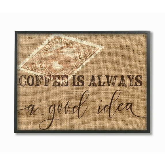 Stupell Industries Coffee is Always a Good Idea Novelty Painting Black Framed Art Print Wall Art, 11 x 14