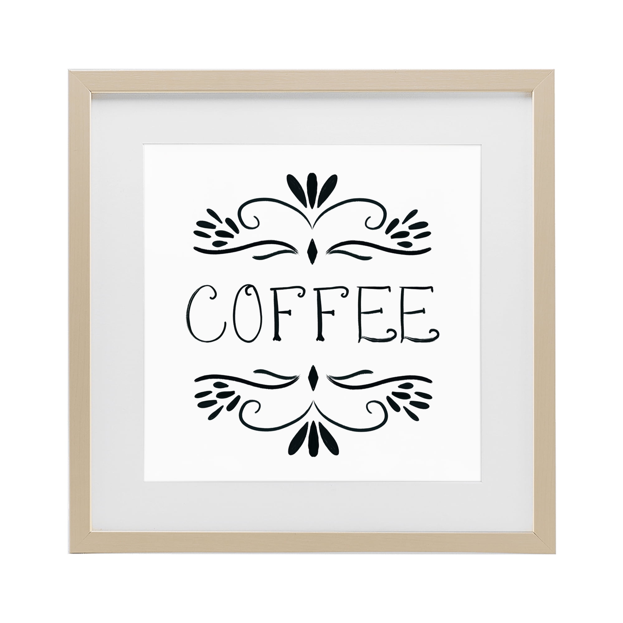 Stupell Industries Coffee with Floral Emblems Birch Framed Print Under Glass, design by Lucille Price