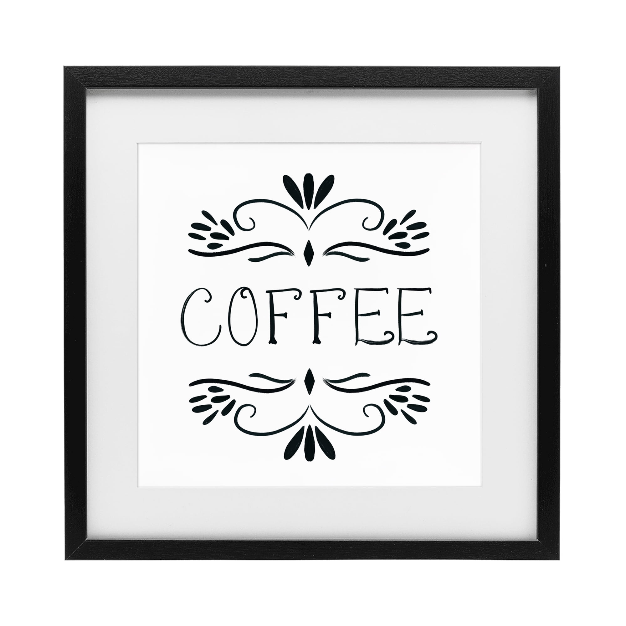Stupell Industries Coffee with Floral Emblems Black Framed Print Under Glass, design by Lucille Price