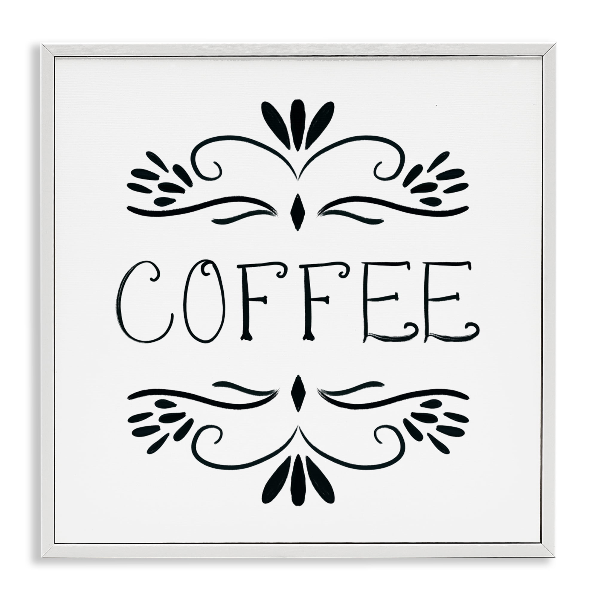 Stupell Industries Coffee with Floral Emblems White Framed Giclee Art, design by Lucille Price