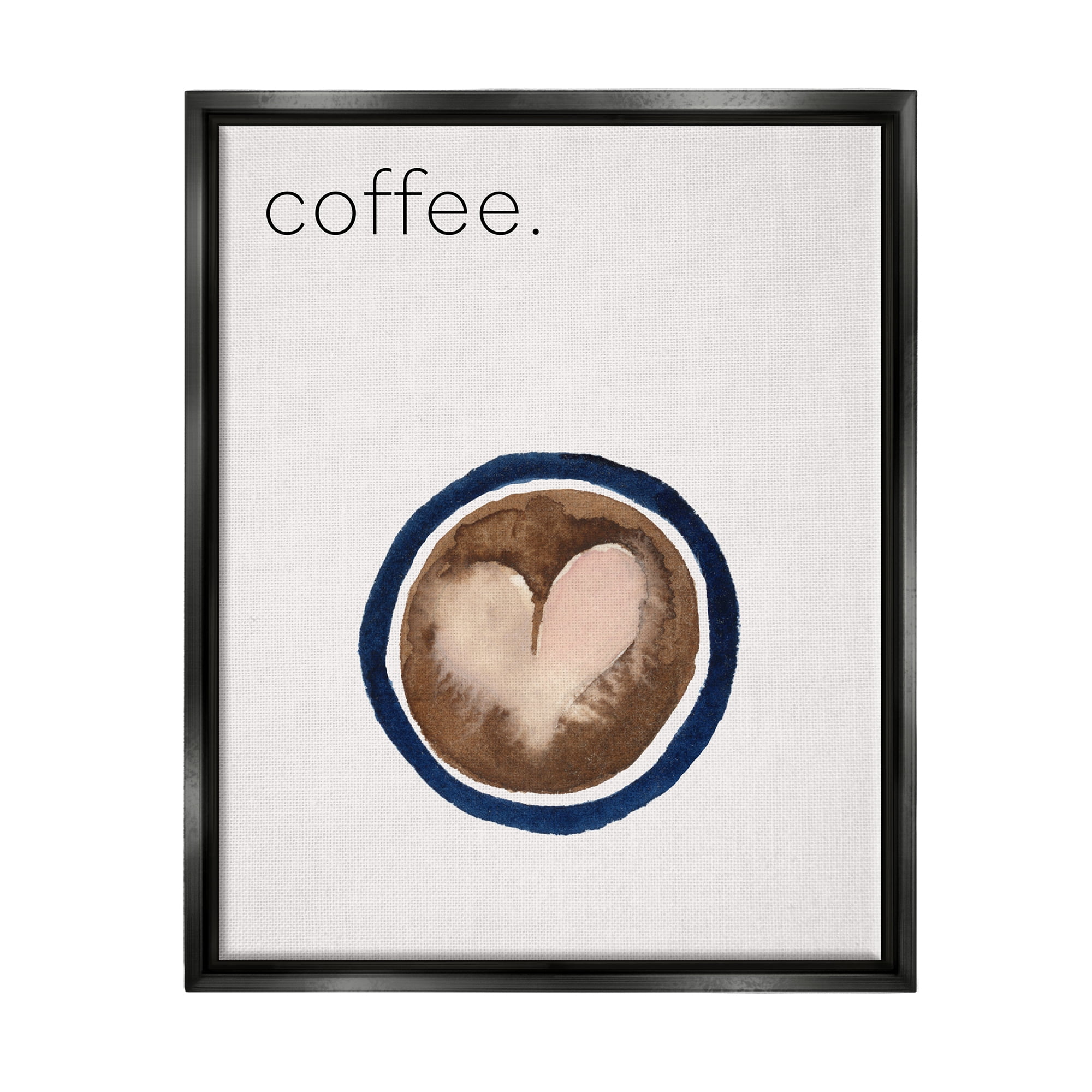 Stupell Industries Coffee with Heart Shape Food & Beverage Painting Black Floater Framed Canvas Art Print Wall Art, 25 x 31