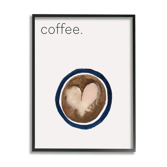 Stupell Industries Coffee with Heart Shape Food & Beverage Painting Black Framed Art Print Wall Art, 24 x 30