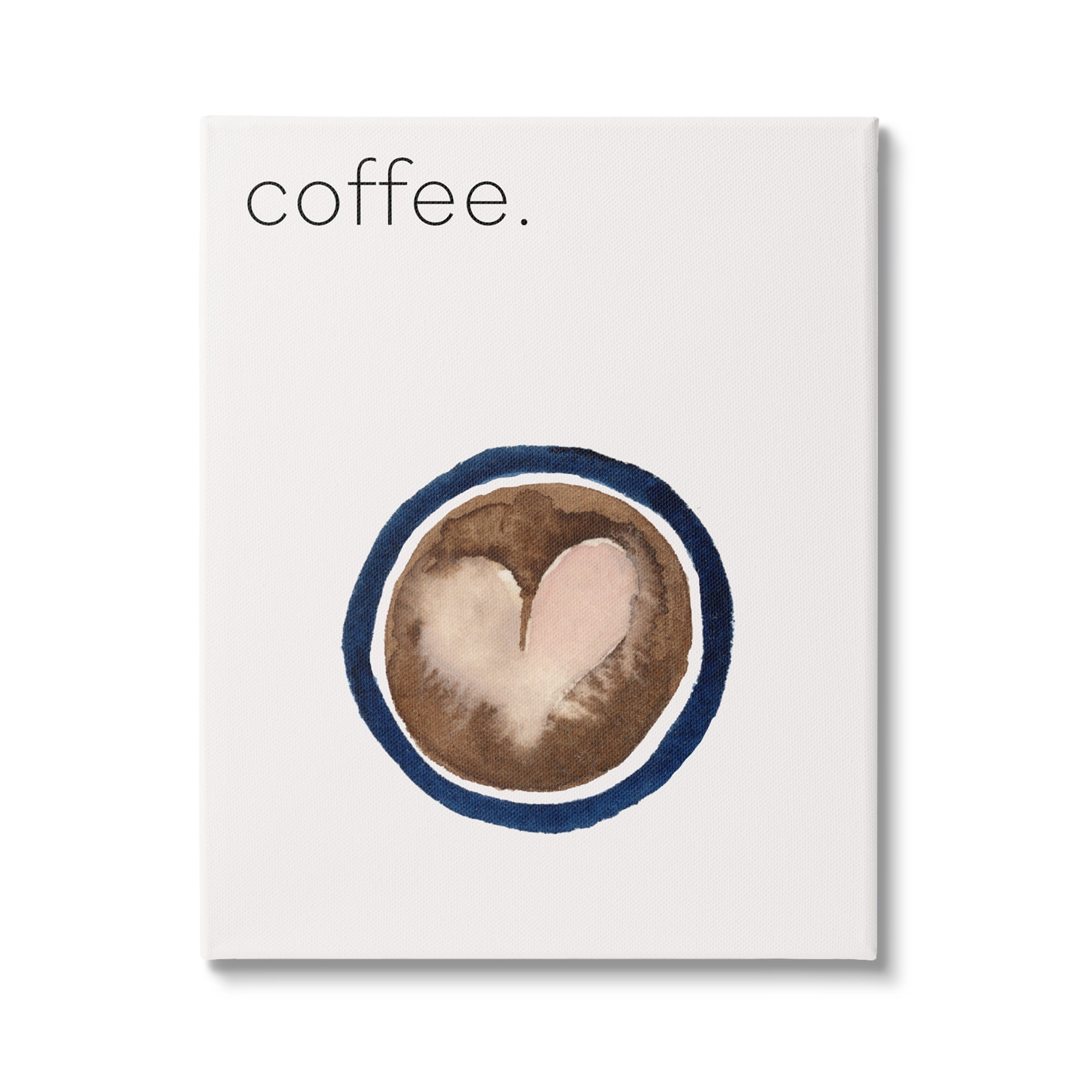 Stupell Industries Coffee with Heart Shape Food & Beverage Painting Gallery Wrapped Canvas Art Print Wall Art, 24 x 30