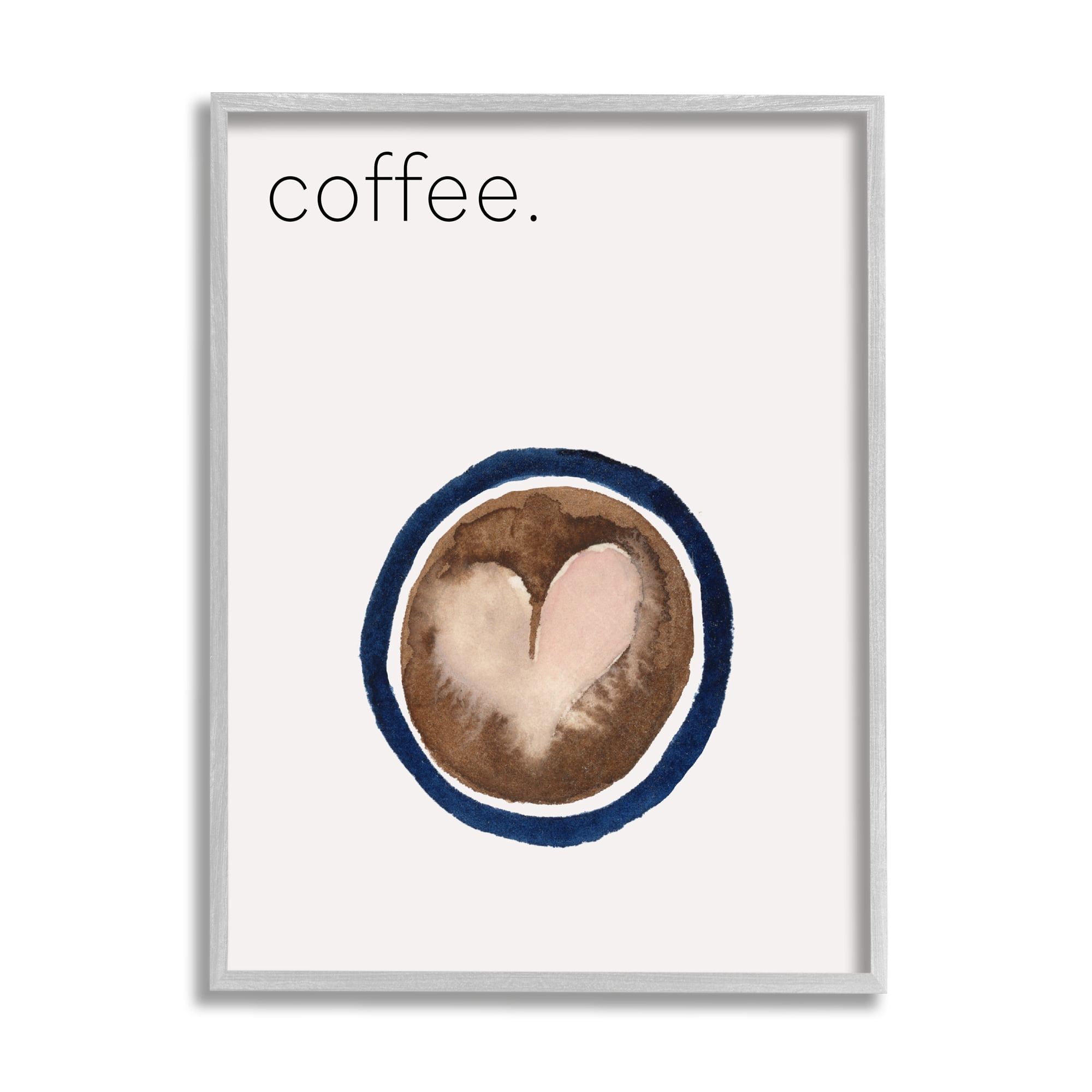 Stupell Industries Coffee with Heart Shape Food & Beverage Painting Gray Framed Art Print Wall Art, 16 x 20
