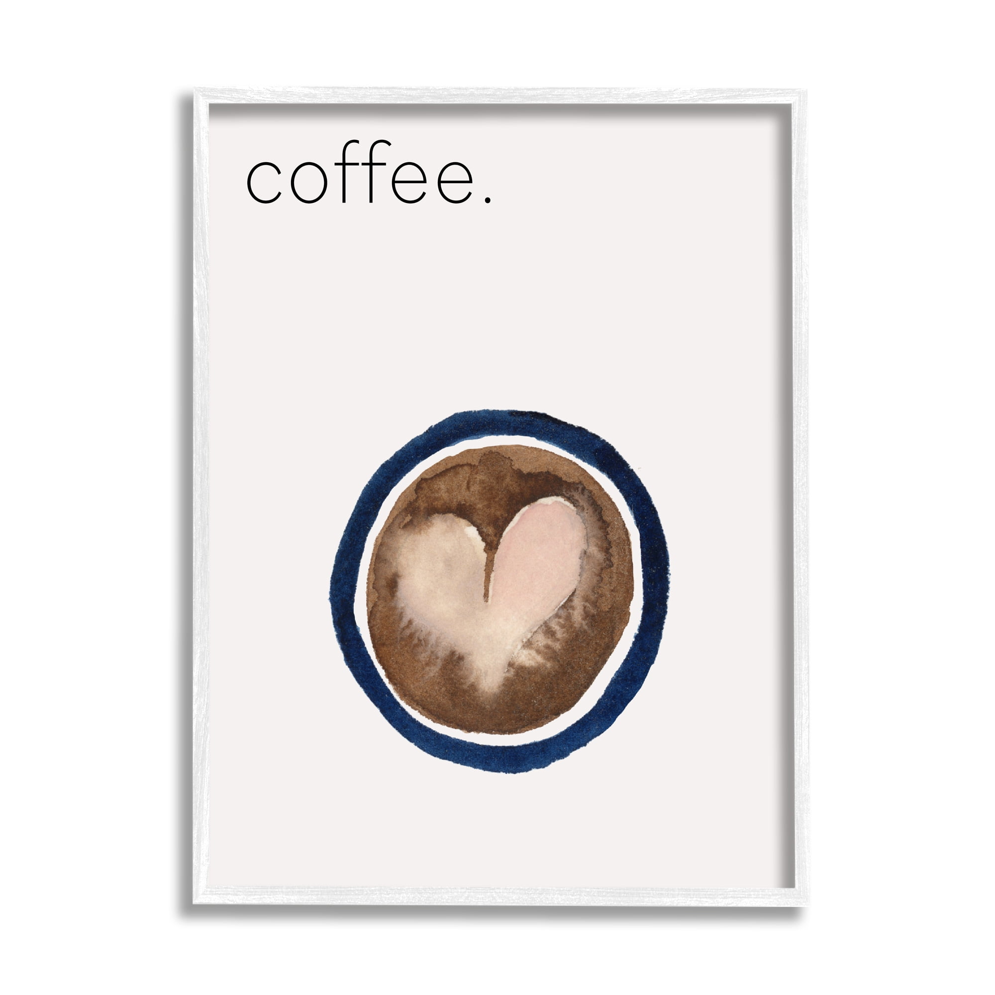 Stupell Industries Coffee with Heart Shape Food & Beverage Painting White Framed Art Print Wall Art, 11 x 14