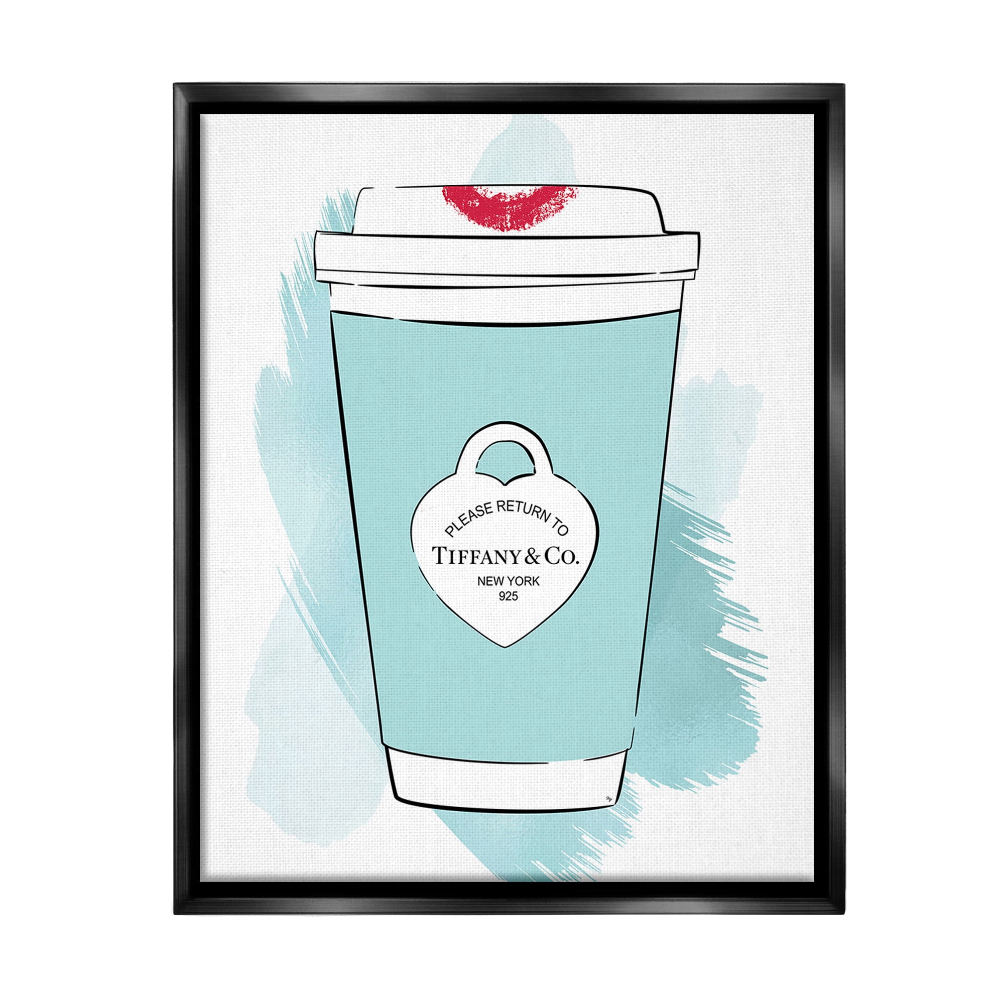 Stupell Industries Coffee with Lipstick Food & Beverage Painting Black Floater Framed Canvas Art Print Wall Art, 25 x 31