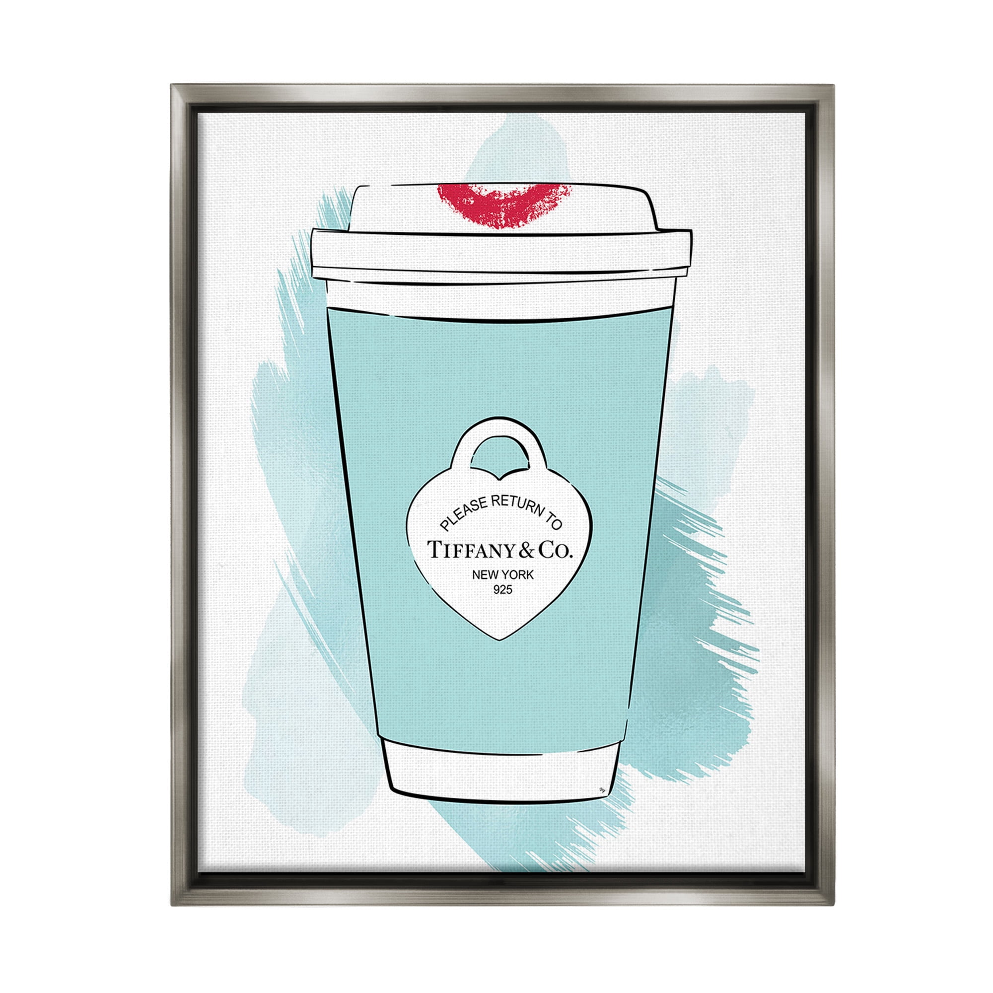 Stupell Industries Coffee with Lipstick Food & Beverage Painting Gray Floater Framed Canvas Art Print Wall Art, 17 x 21
