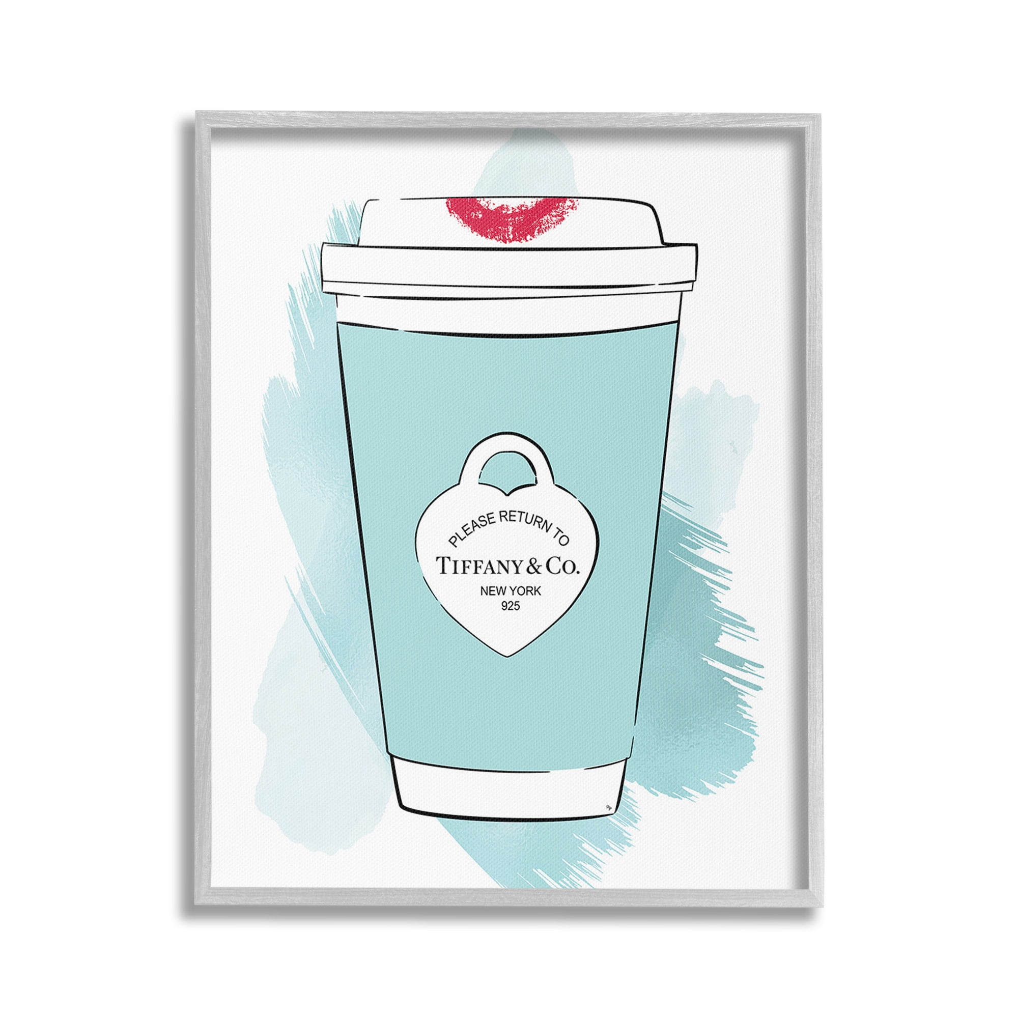 Stupell Industries Coffee with Lipstick Food & Beverage Painting Gray Framed Art Print Wall Art, 24 x 30