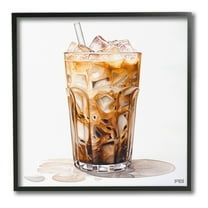 Stupell Industries Coffee with Swirled Milk Food & Beverage Painting Black Framed Art Print Wall Art, 12 x 12