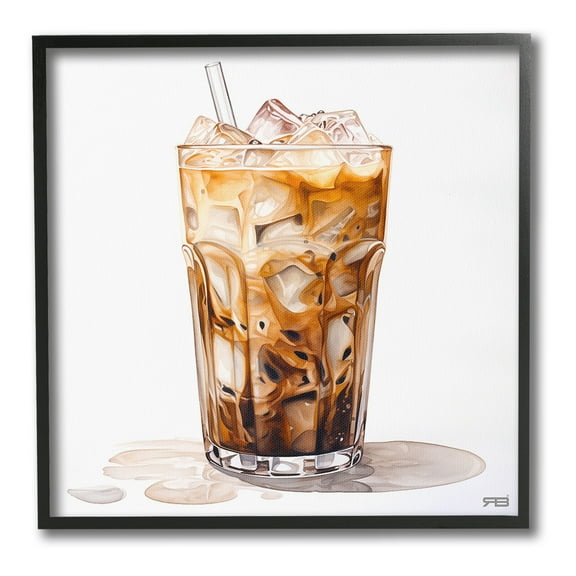 Stupell Industries Coffee with Swirled Milk Food & Beverage Painting Black Framed Art Print Wall Art, 12 x 12