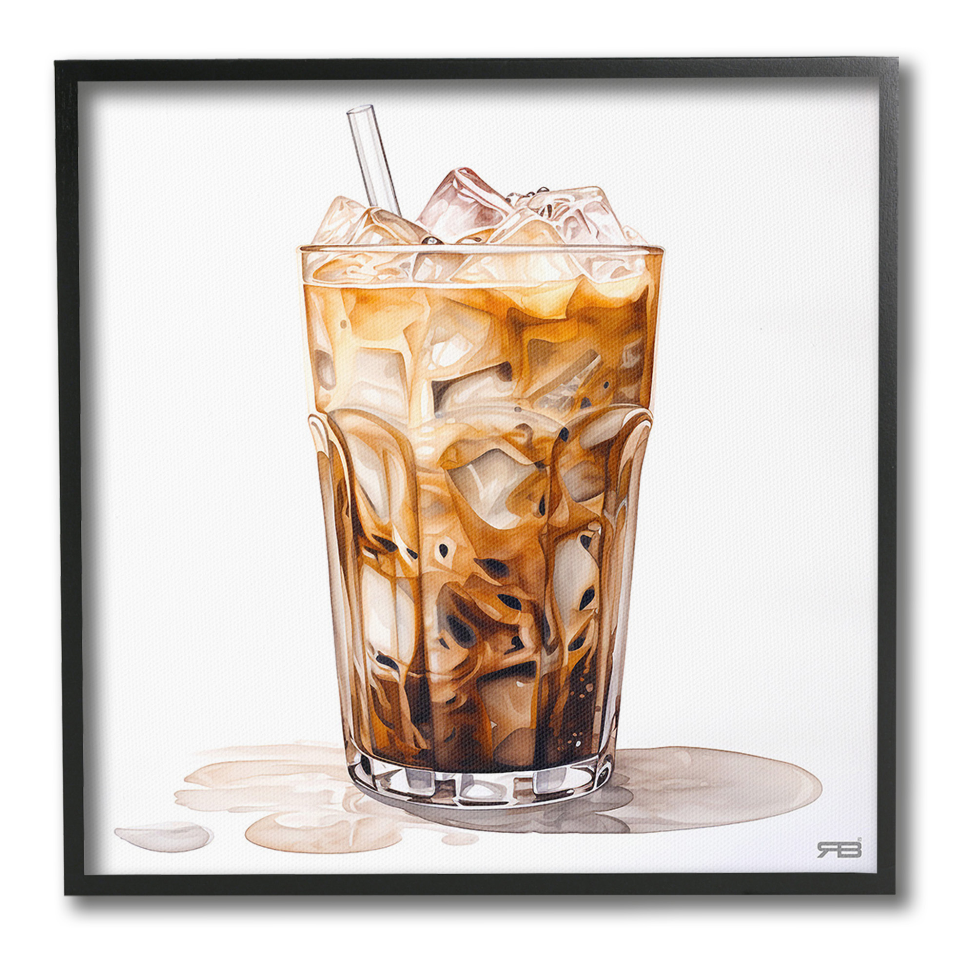 Stupell Industries Coffee with Swirled Milk Food & Beverage Painting Black Framed Art Print Wall Art, 24 x 24
