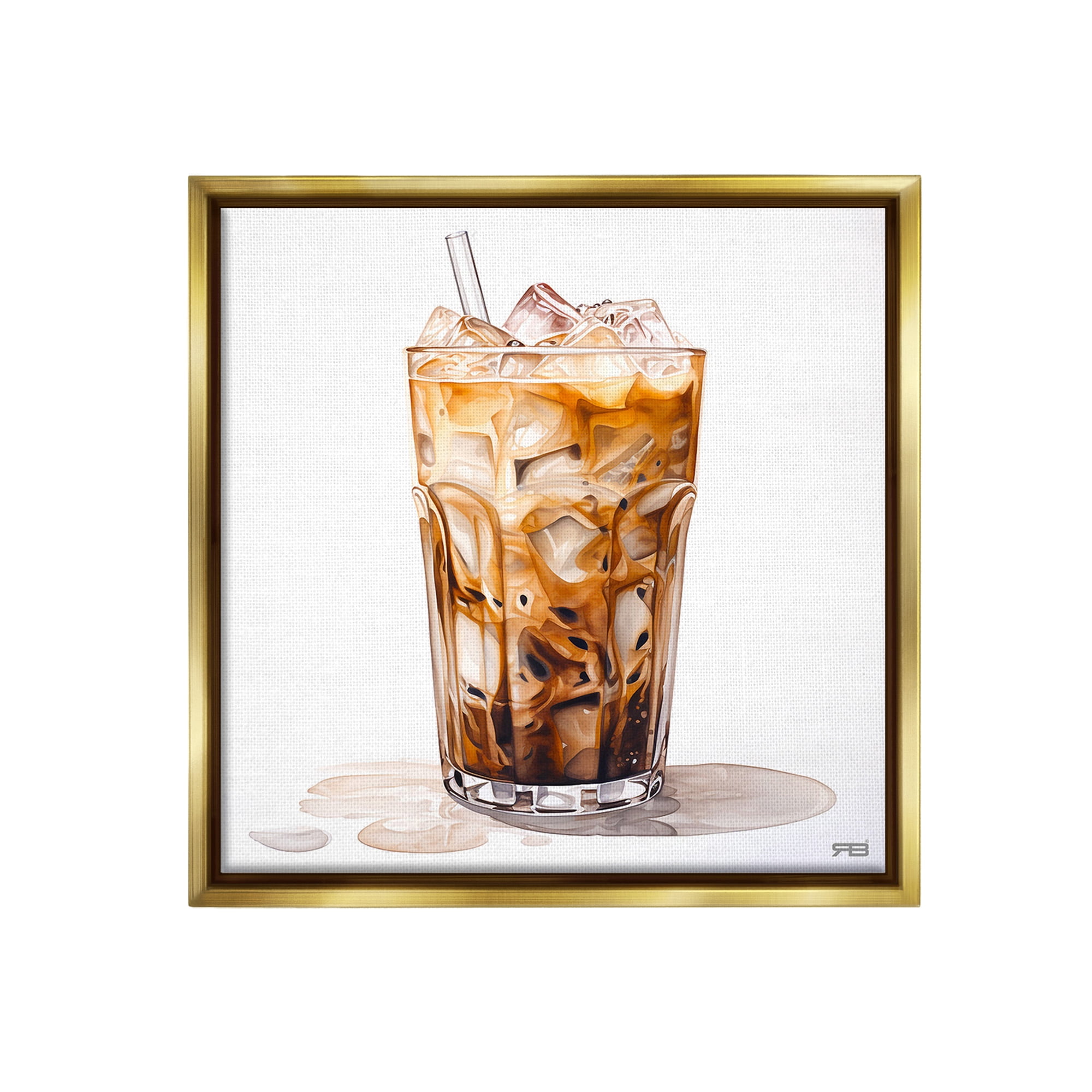 Stupell Industries Coffee with Swirled Milk Food & Beverage Painting Gold Floater Framed Canvas Art Print Wall Art, 25 x 25