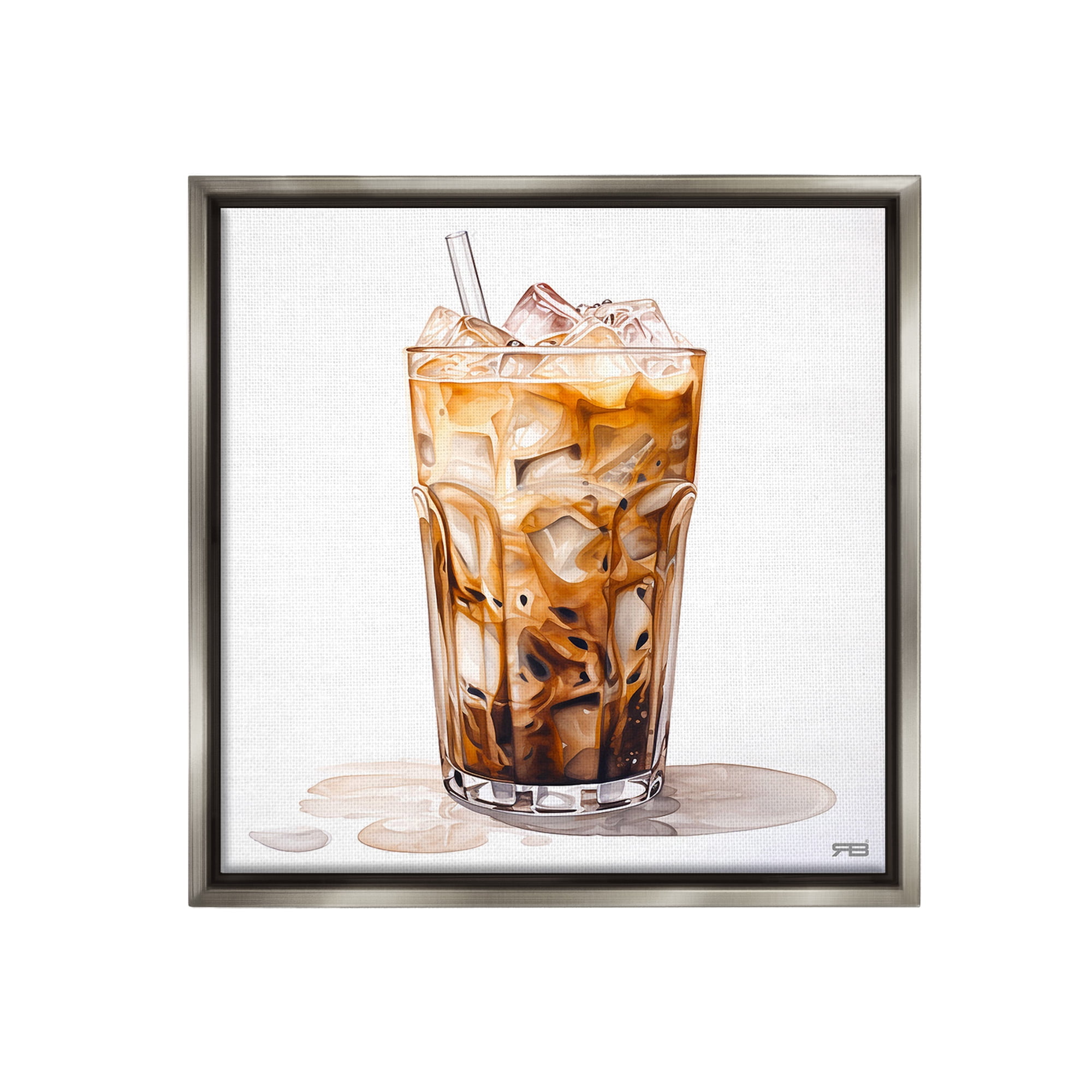 Stupell Industries Coffee with Swirled Milk Food & Beverage Painting Gray Floater Framed Canvas Art Print Wall Art, 25 x 25
