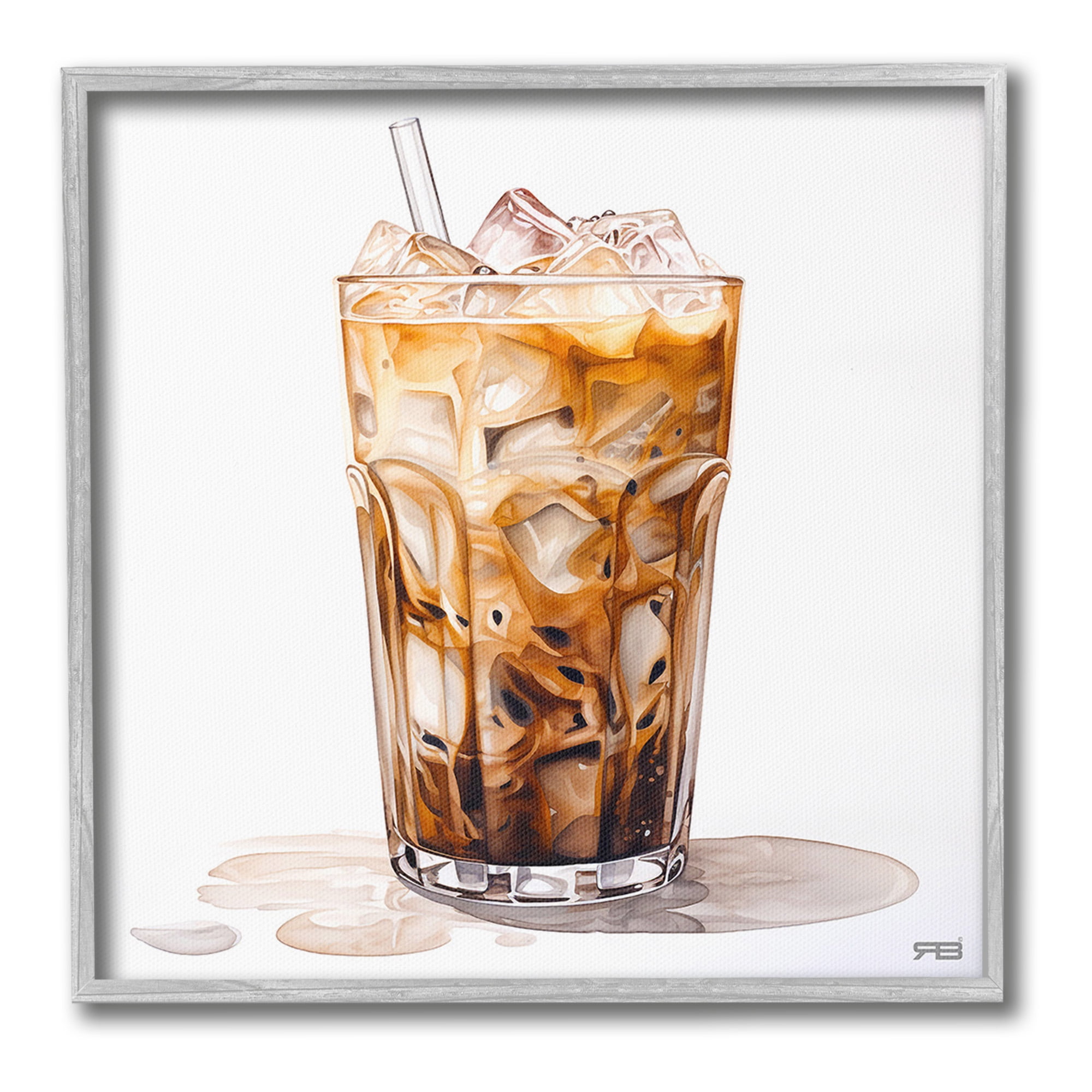 Stupell Industries Coffee with Swirled Milk Food & Beverage Painting Gray Framed Art Print Wall Art, 17 x 17