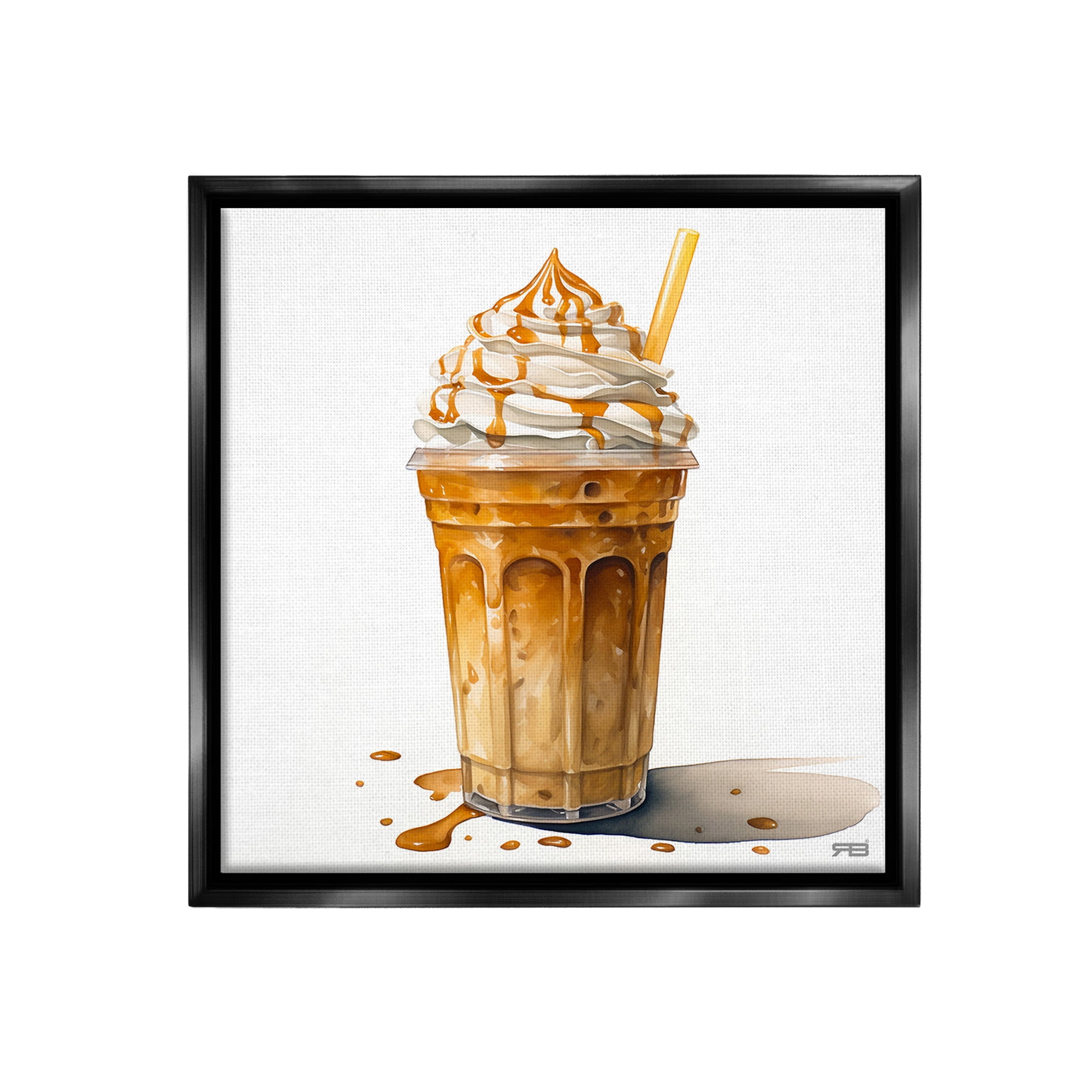 Stupell Industries Coffee with Whipped Cream Food & Beverage Painting Black Floater Framed Canvas Art Print Wall Art, 18 x 18