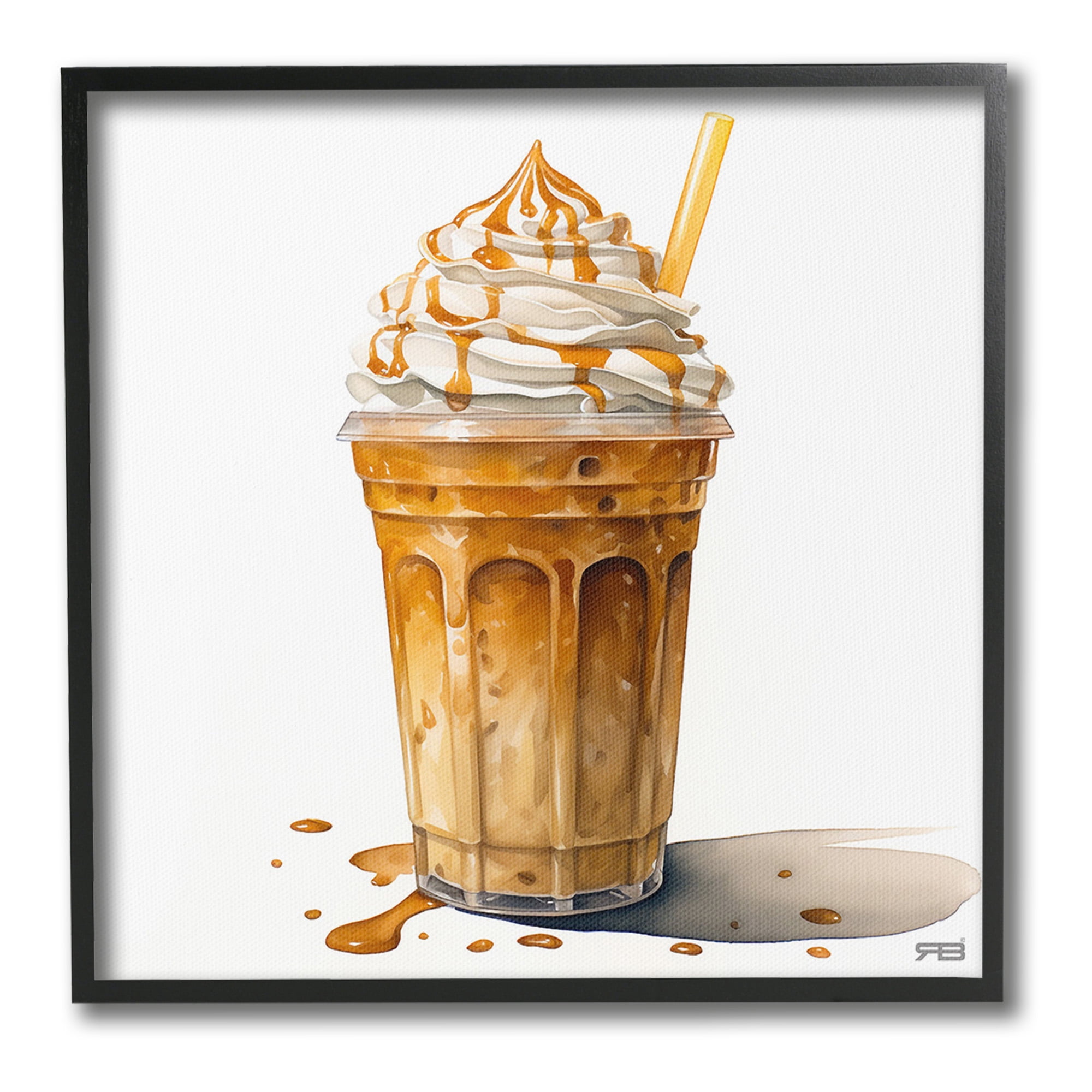 Stupell Industries Coffee with Whipped Cream Food & Beverage Painting Black Framed Art Print Wall Art, 24 x 24