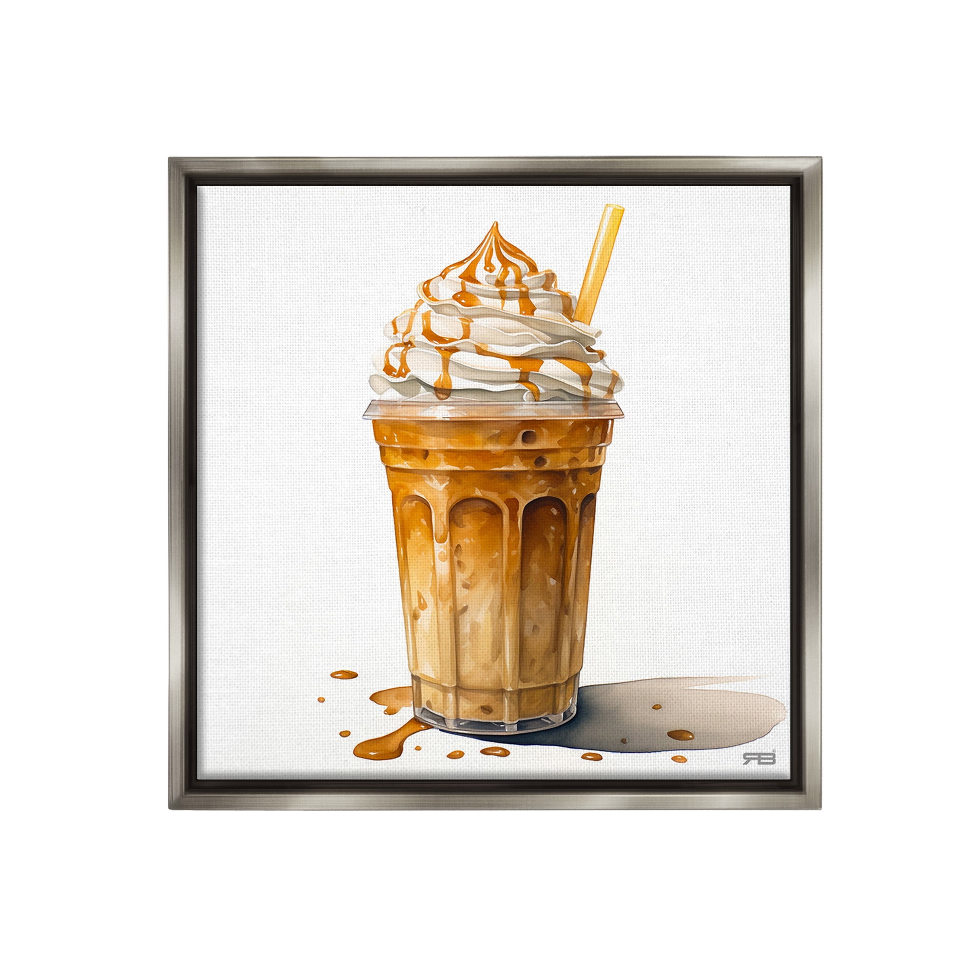 Stupell Industries Coffee with Whipped Cream Food & Beverage Painting Gray Floater Framed Canvas Art Print Wall Art, 25 x 25
