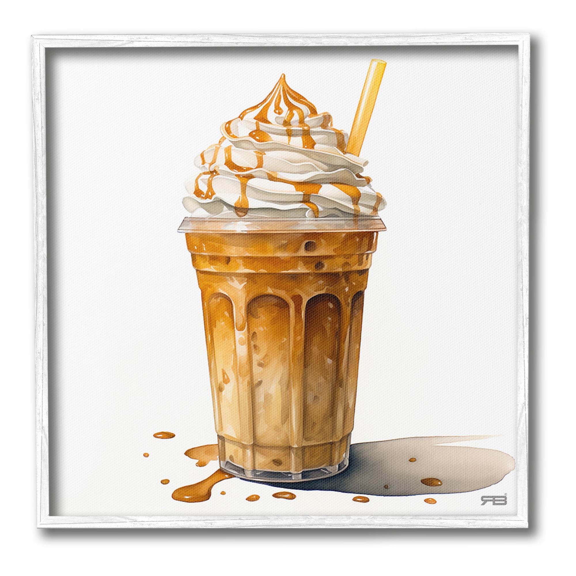 Stupell Industries Coffee with Whipped Cream Food & Beverage Painting White Framed Art Print Wall Art, 17 x 17