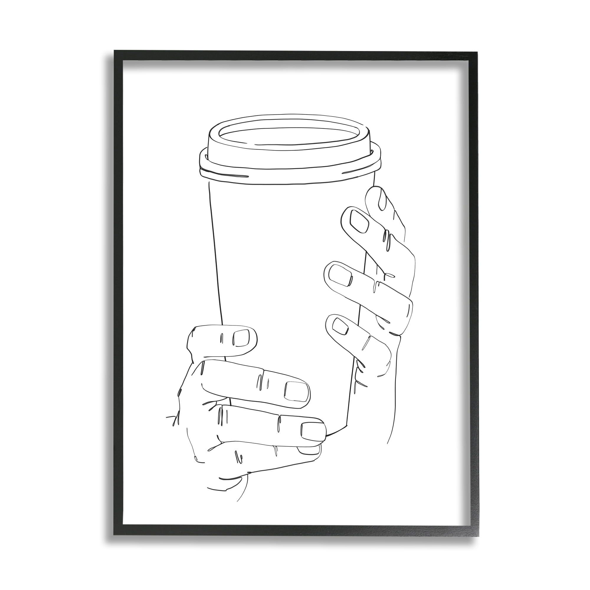 Stupell Industries Cold Hands Holding Cup Minimal Line Drawing, 16 x 20, Designed by Ziwei Li