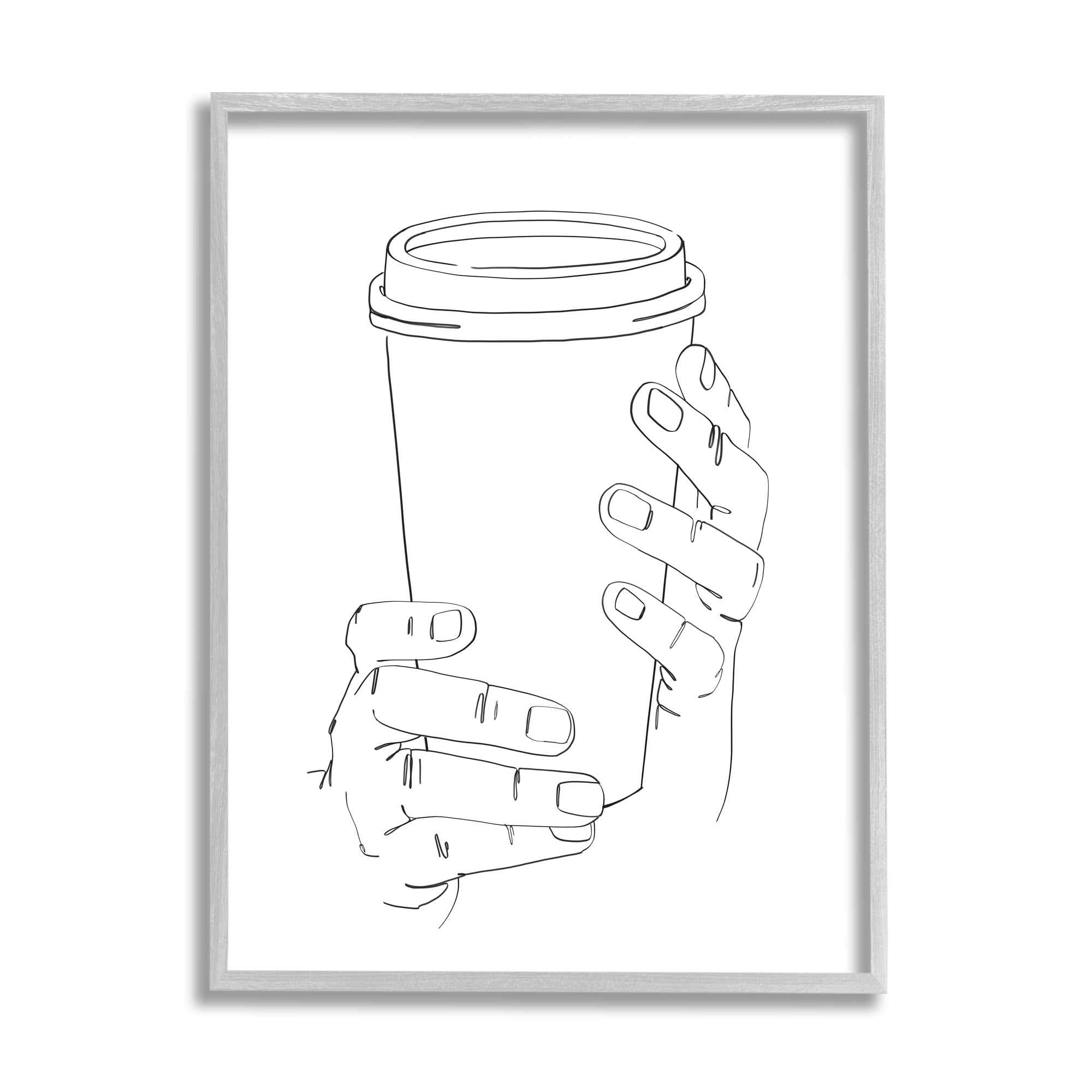 Stupell Industries Cold Hands Holding Cup Minimal Line Drawing, 24 x 30, Designed by Ziwei Li