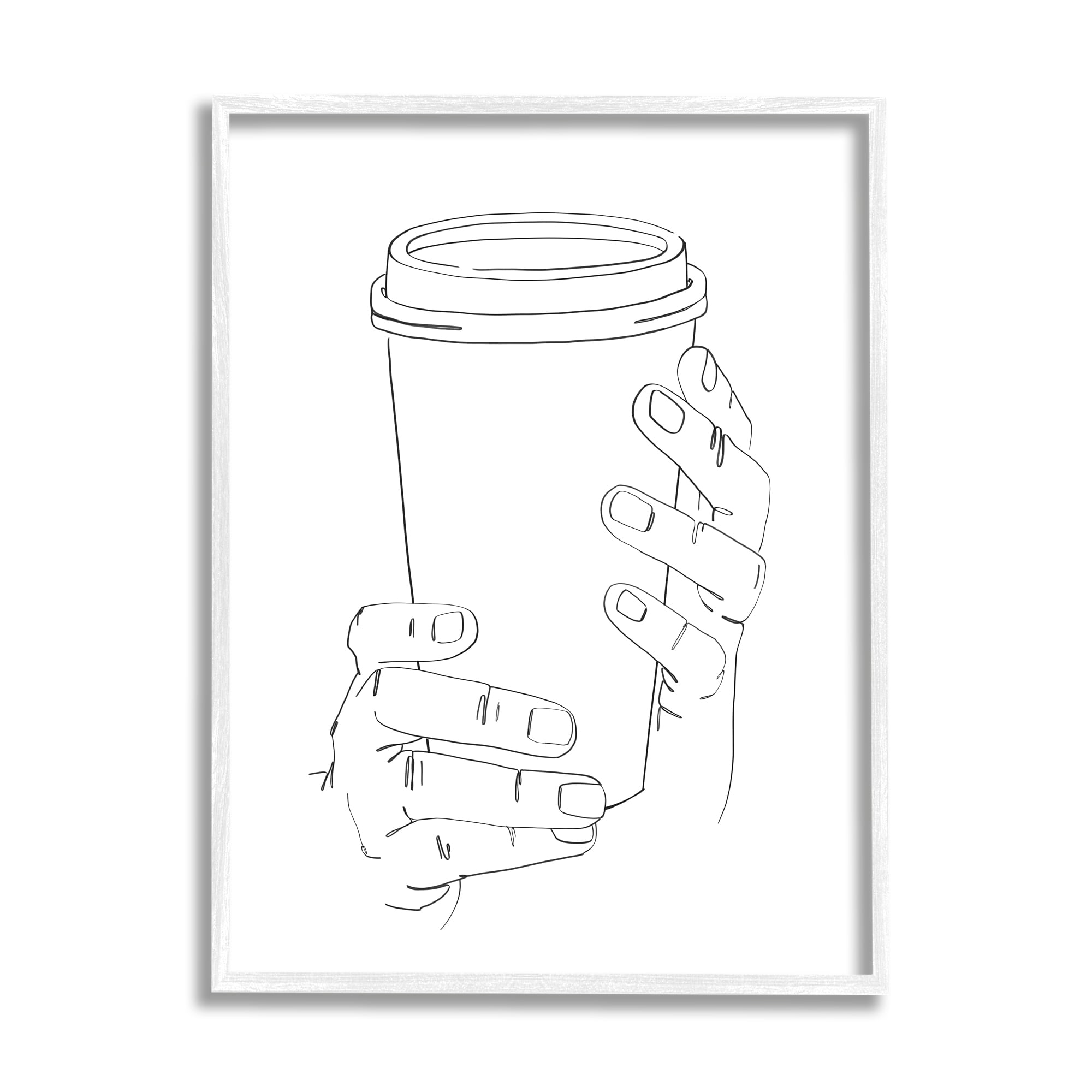 Stupell Industries Cold Hands Holding Cup Minimal Line Drawing, 24 x 30, Designed by Ziwei Li