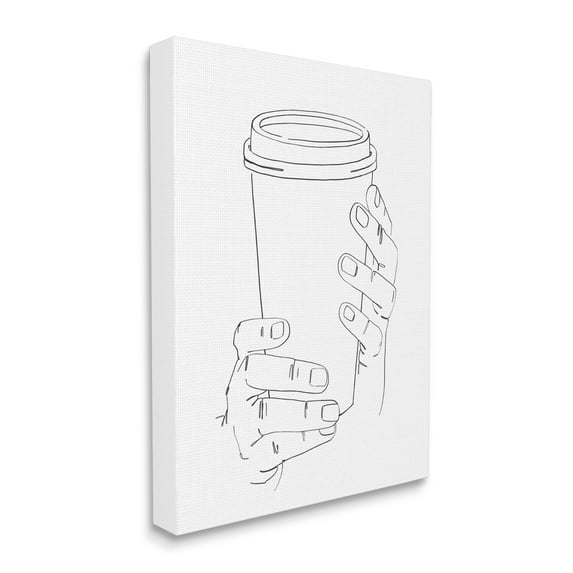 Stupell Industries Cold Hands Holding Cup Minimal Line Drawing Global Painting Gallery-Wrapped Canvas Print Wall Art, 16 x 20, Design by Ziwei Li
