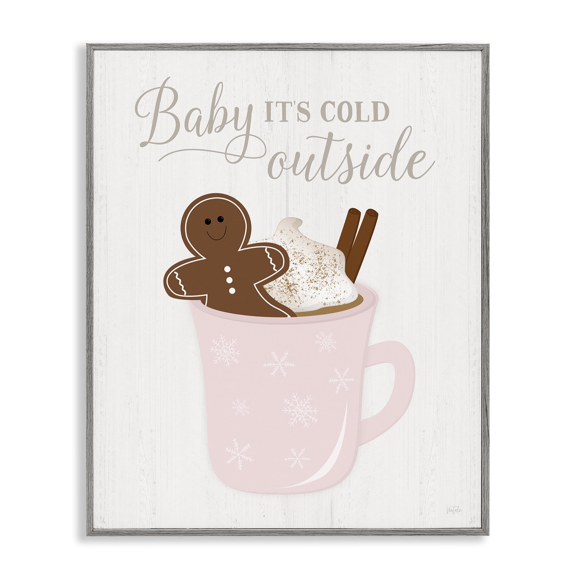 Stupell Industries Cold Outside Cocoa Holiday Painting Gray Framed Art Prints Wall Art, 24 x 30