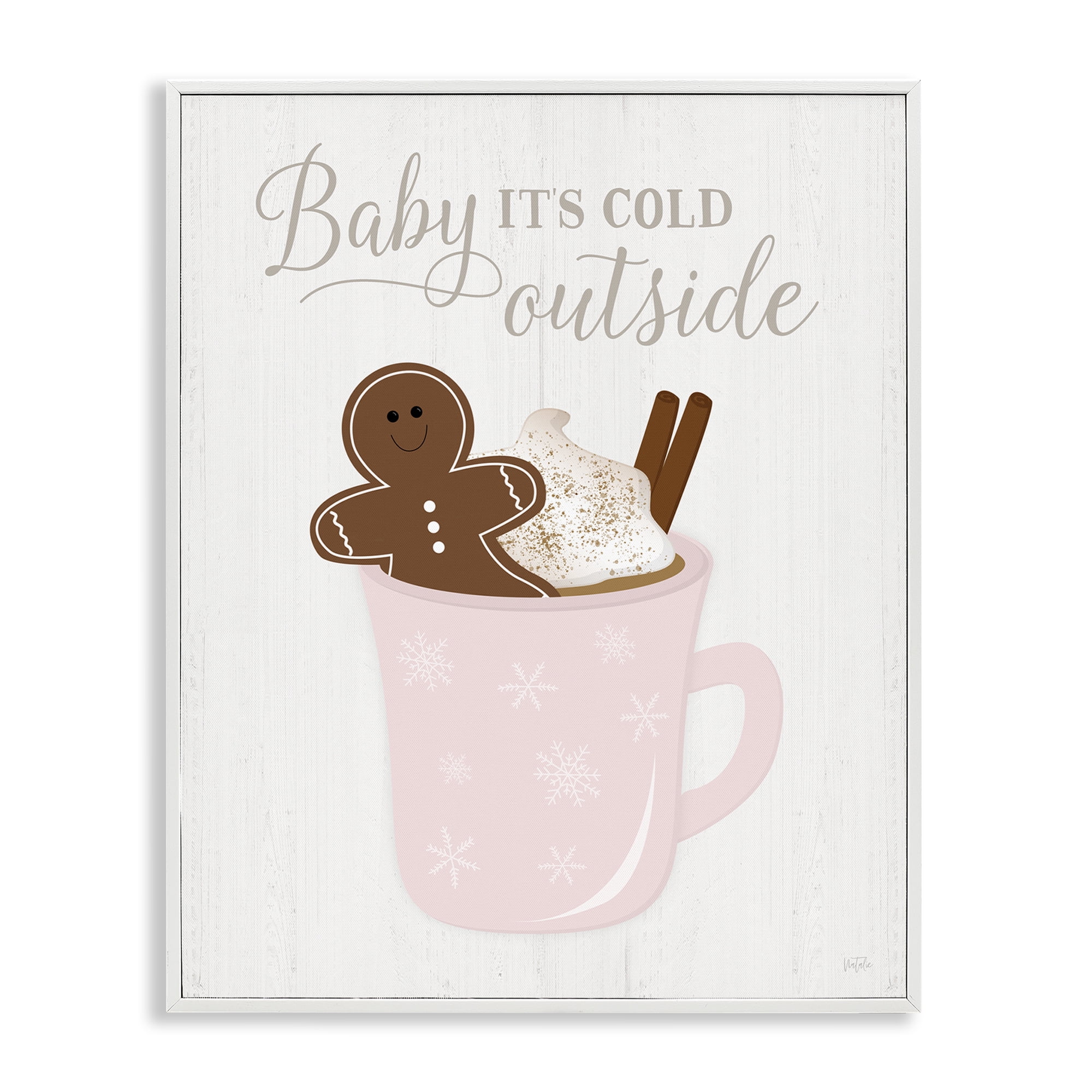 Stupell Industries Cold Outside Cocoa Holiday Painting White Framed Art Prints Wall Art, 11 x 14