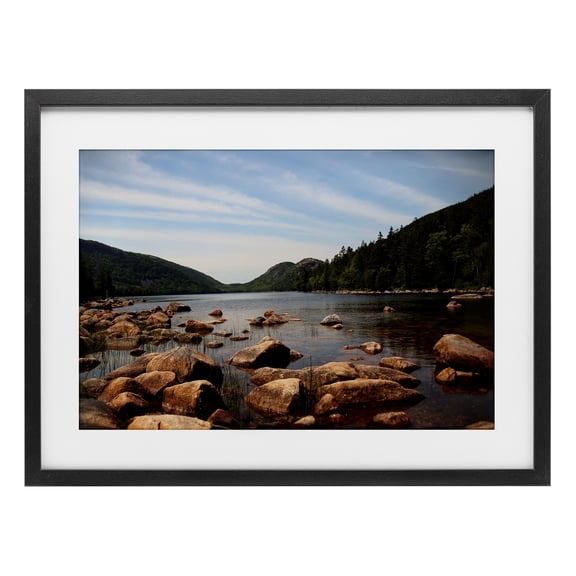 Stupell Industries Cold River Lake Landscape Black Framed Print Under Glass design by Lisa Colberg, 17 x 23