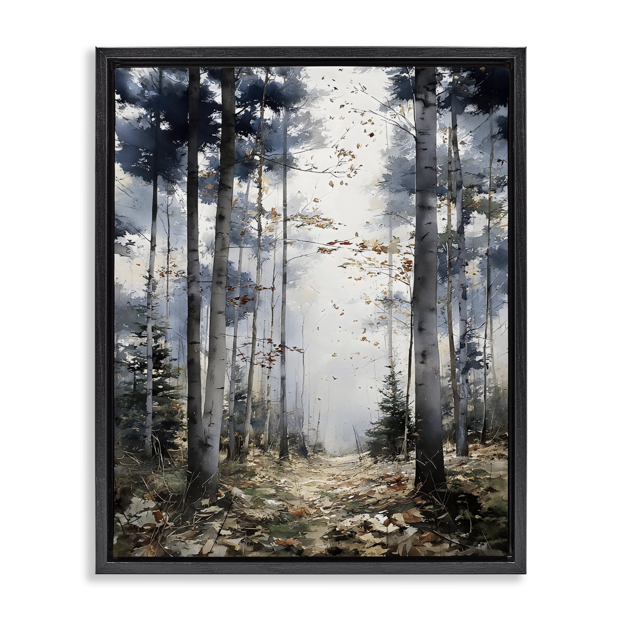 Stupell Industries Cold Woods Birch Forest Black Framed Floater Canvas Wall Art, design by Franklyn Gregory