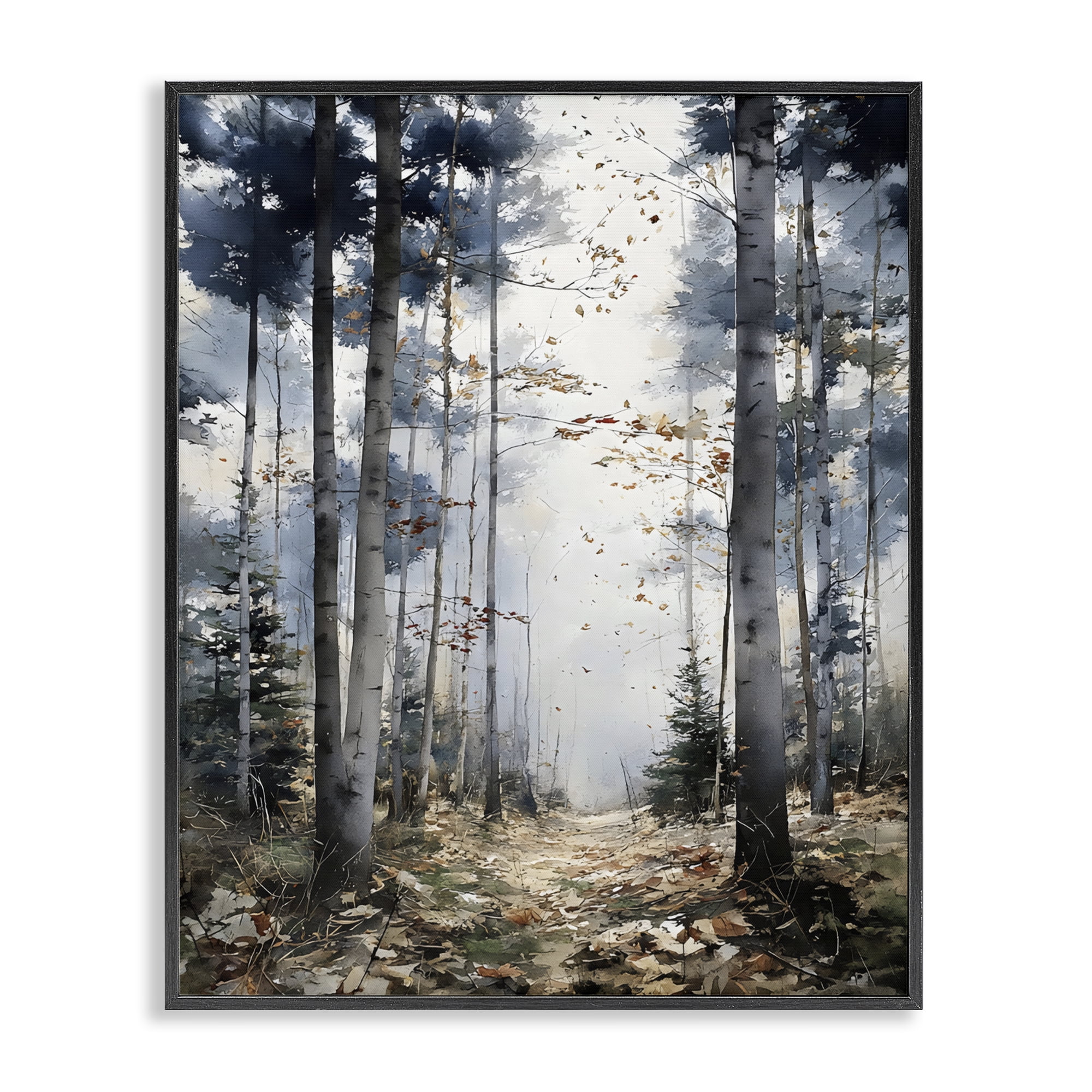 Stupell Industries Cold Woods Birch Forest Black Framed Giclee Art, design by Franklyn Gregory