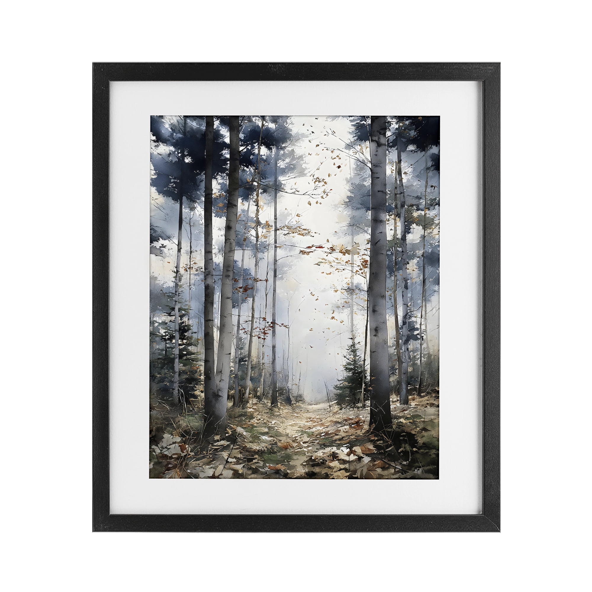 Stupell Industries Cold Woods Birch Forest Black Framed Print Under Glass, design by Franklyn Gregory