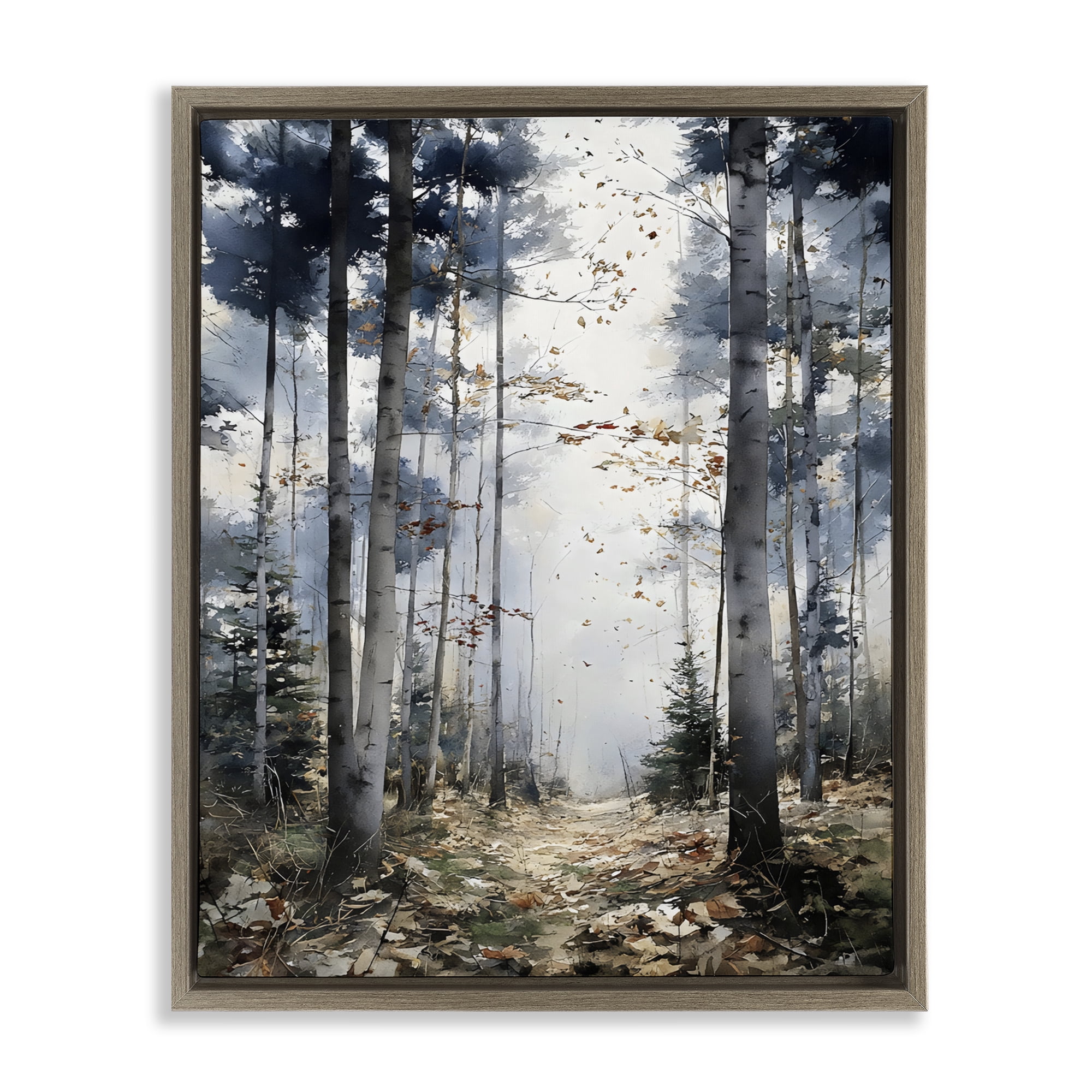 Stupell Industries Cold Woods Birch Forest Brown Framed Floater Canvas Wall Art, design by Franklyn Gregory