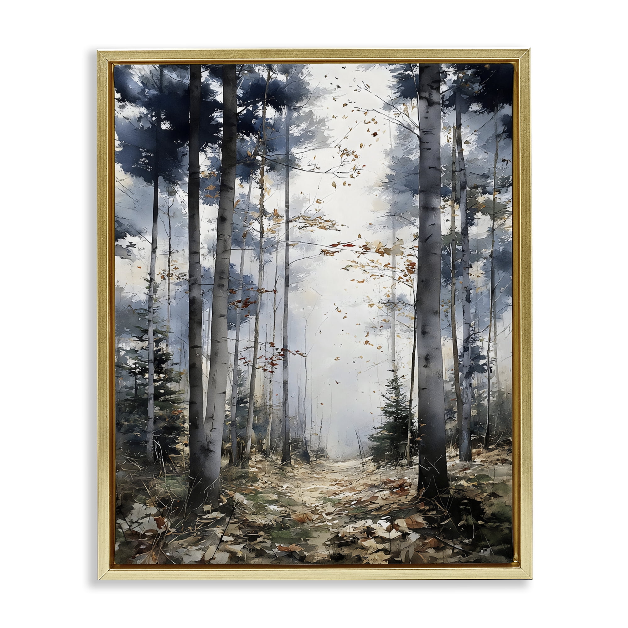Stupell Industries Cold Woods Birch Forest Gold Framed Floater Canvas Wall Art, design by Franklyn Gregory