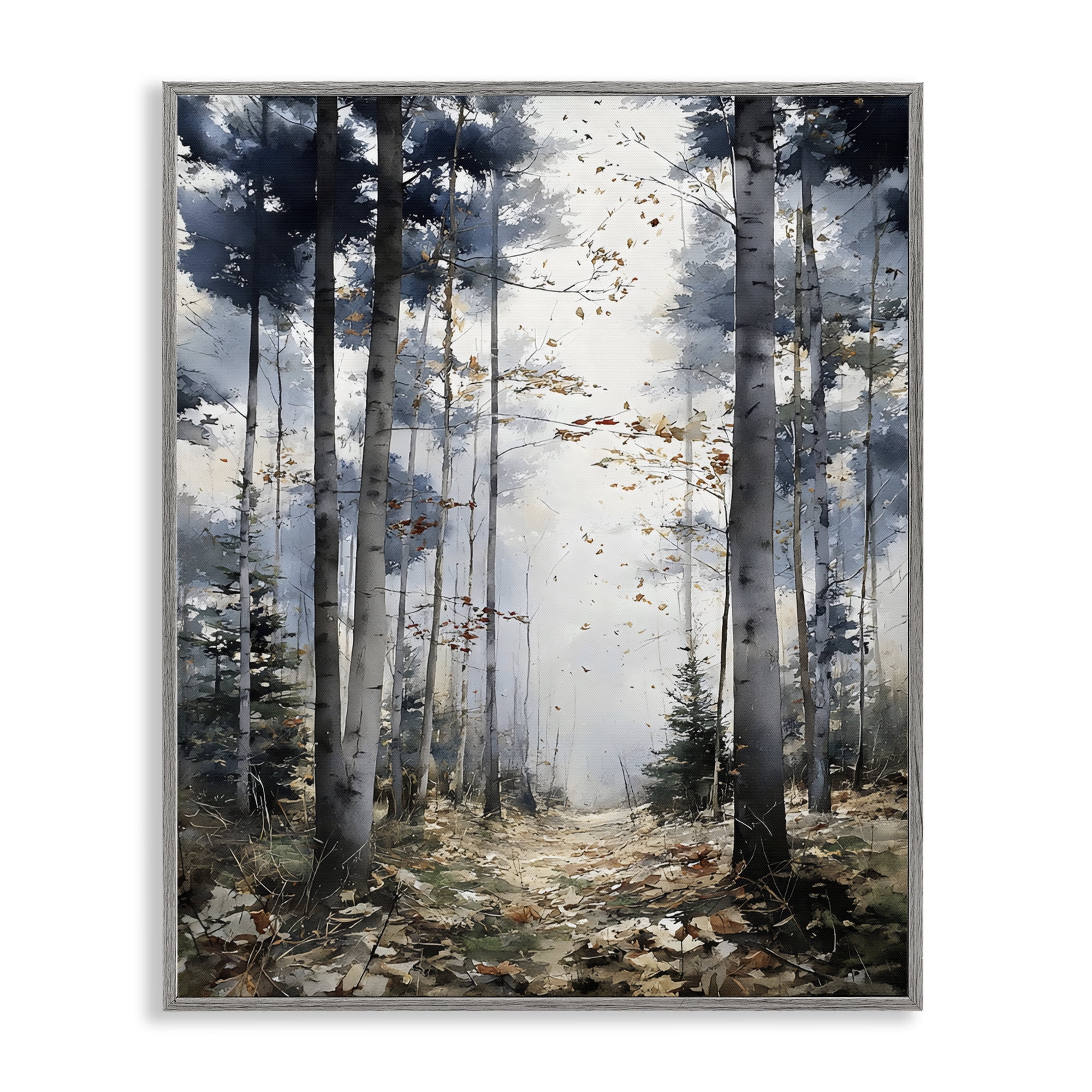 Stupell Industries Cold Woods Birch Forest Gray Framed Giclee Art, design by Franklyn Gregory