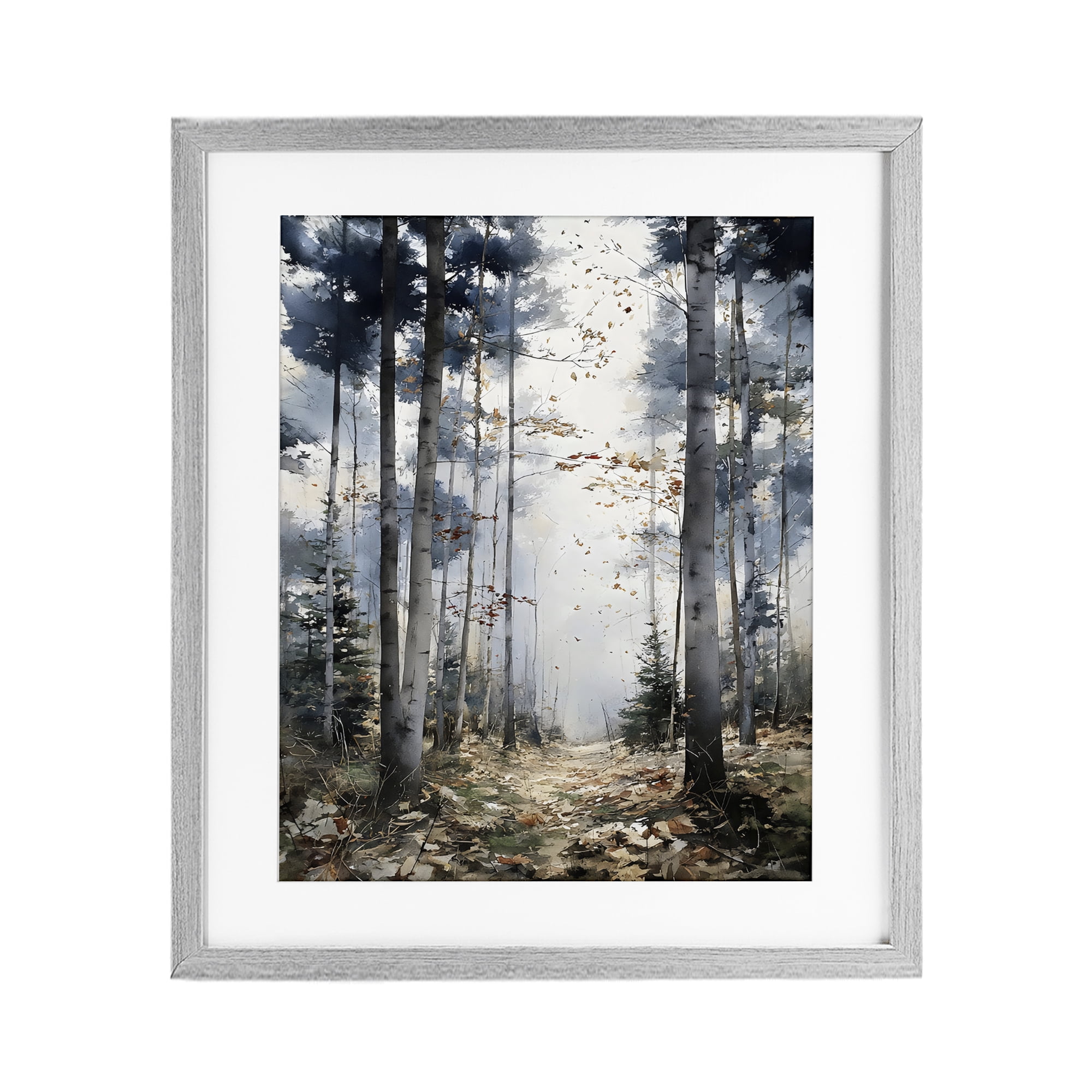 Stupell Industries Cold Woods Birch Forest Gray Framed Print Under Glass, design by Franklyn Gregory