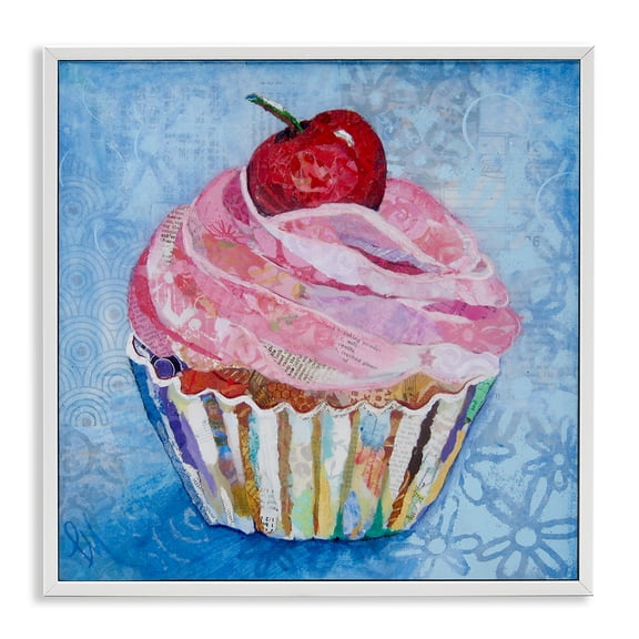 Stupell Industries Collage Patterned Cupcake White Framed Giclee Art design by Lisa Morales, 17 x 17
