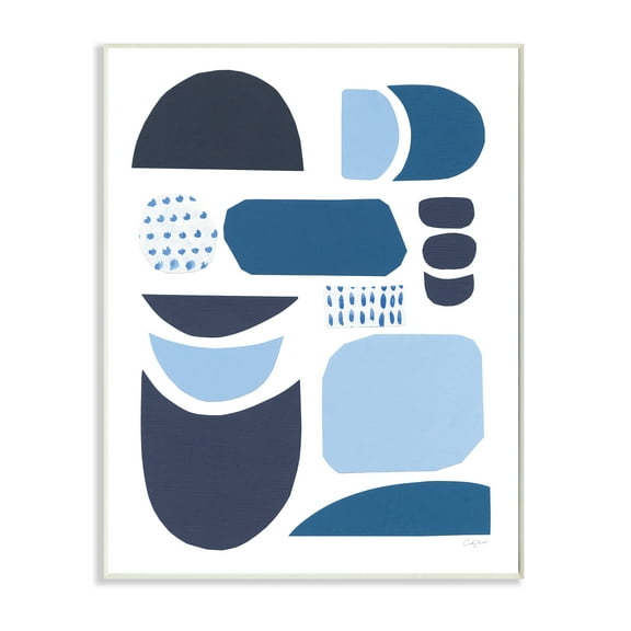 Stupell Industries Collage of Blue Abstract Shapes Tonal Pattern Wall Plaque, 10 x 15, Design by Courtney Prahl